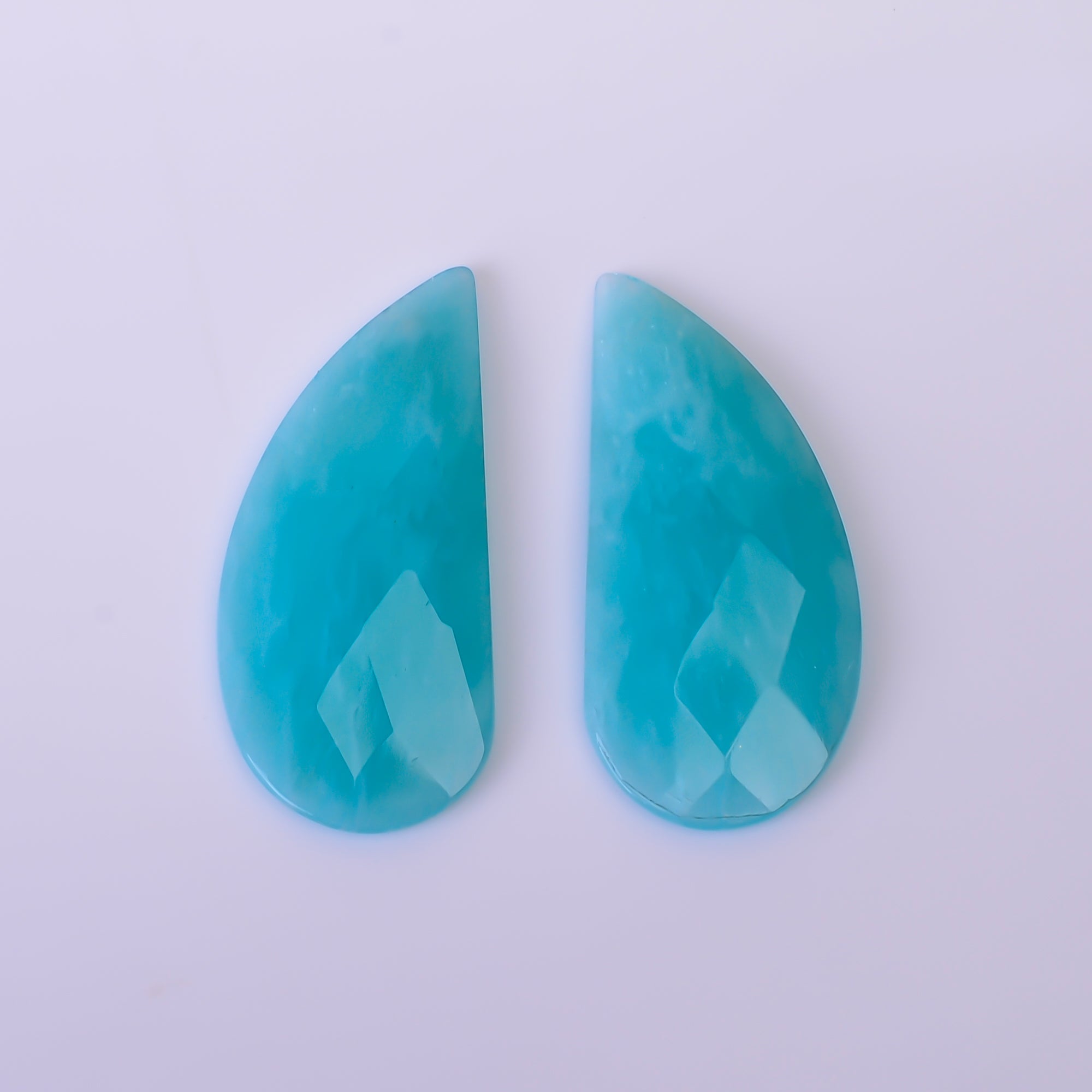 Natural Amazonite Fancy Shape Faceted Loose Gemstone Pair For Making Earrings 24 Ct. 32X15X3 mm Y-10409