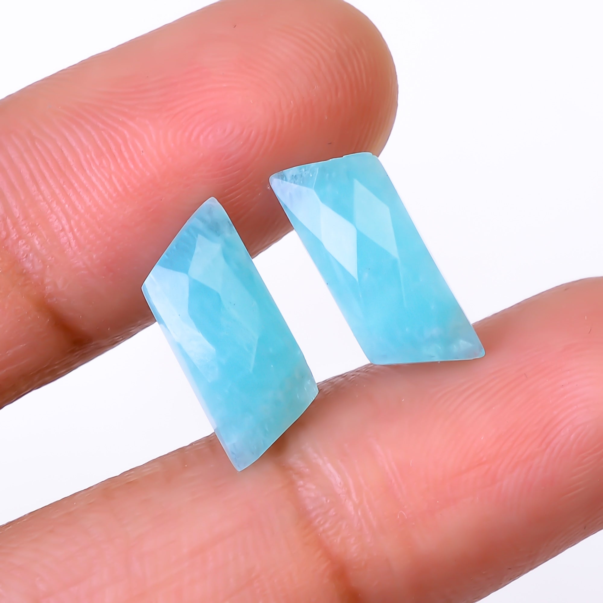 Natural Amazonite Fancy Shape Faceted Loose Gemstone Pair For Making Earrings 4 Ct. 11X6X3 mm Y-10411