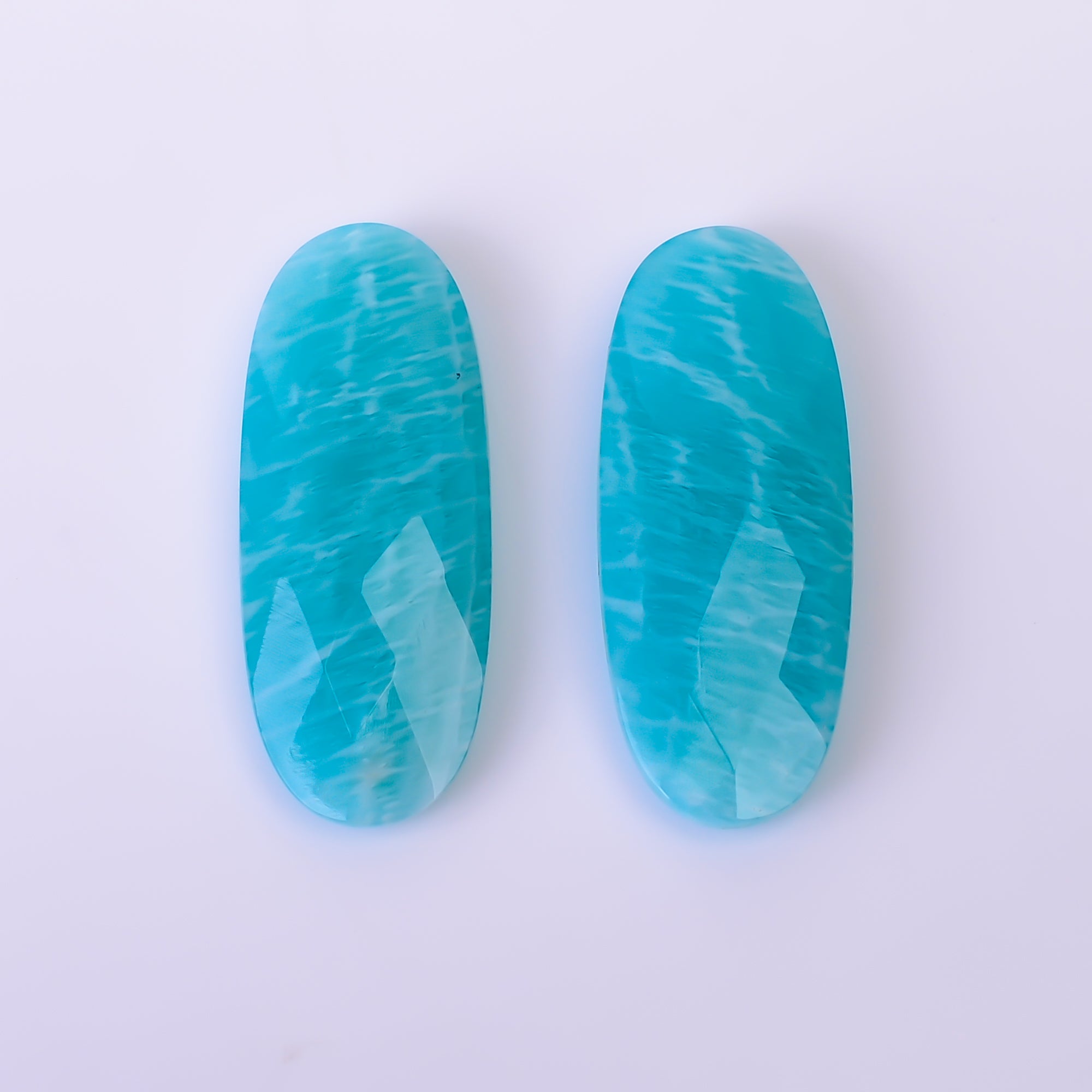 Natural Amazonite Oval Shape Faceted Loose Gemstone Pair For Making Earrings 20 Ct. 27X11X4 mm Y-10412