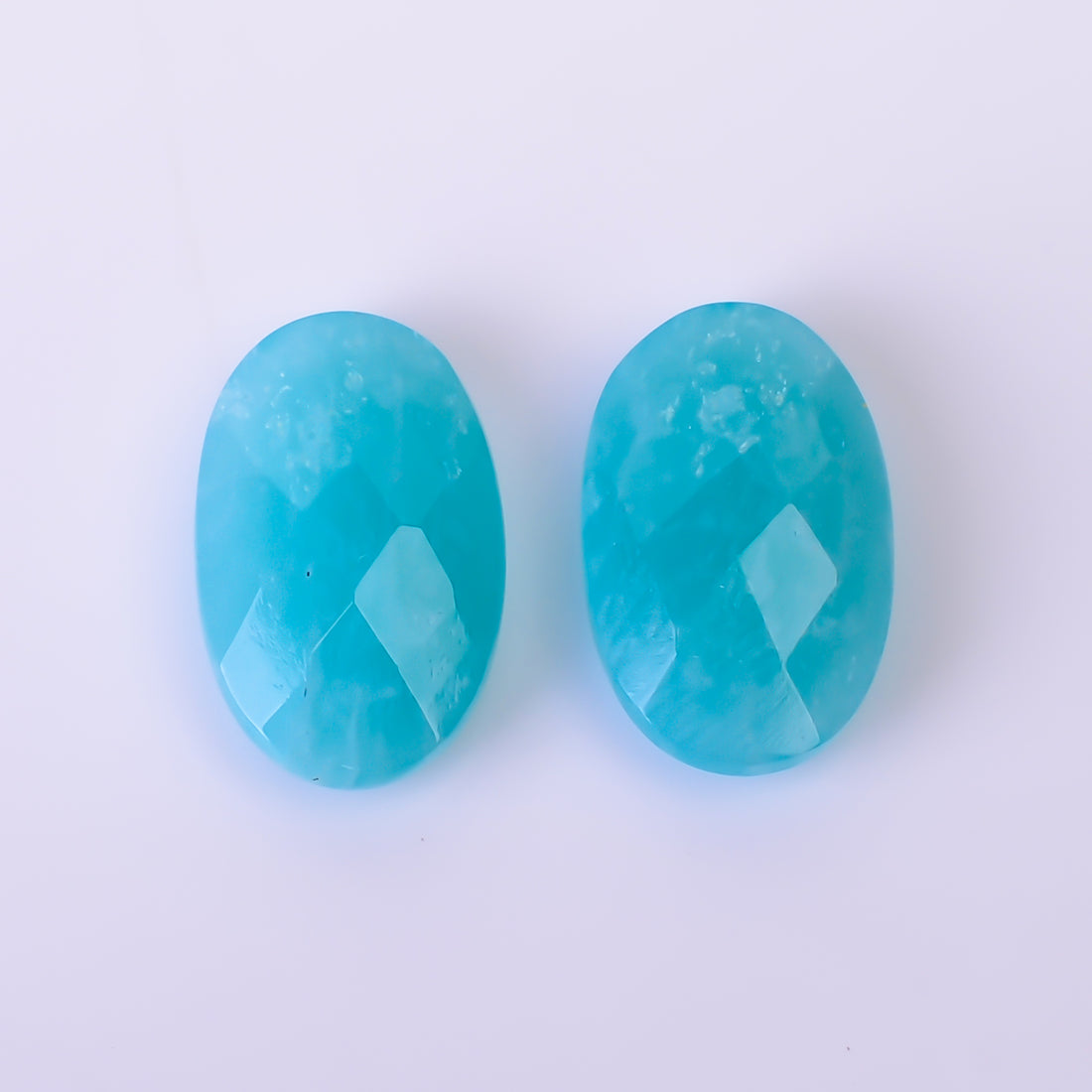 Natural Amazonite Oval Shape Faceted Loose Gemstone Pair For Making Earrings 12 Ct. 16X10X5 mm Y-10413