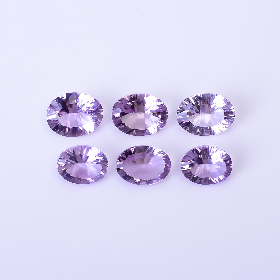 Natural Amethyst Oval Shape Cut Stone Loose Gemstone 6 Pcs Lot For Making Jewelry 17 Ct. 10X7 12X8 mm Y-10416