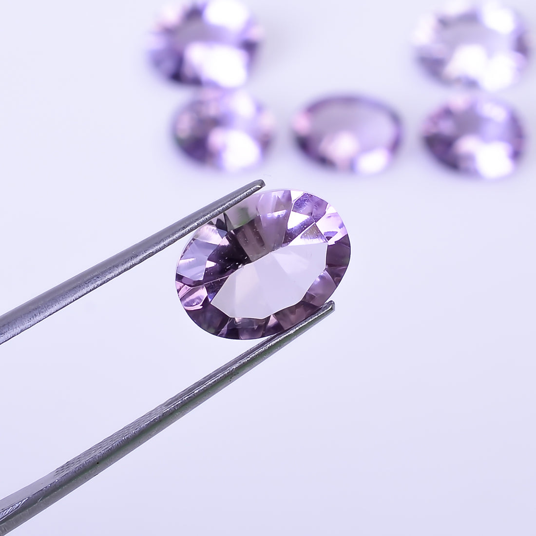 Natural Amethyst Oval Shape Cut Stone Loose Gemstone 6 Pcs Lot For Making Jewelry 17 Ct. 10X7 12X8 mm Y-10416
