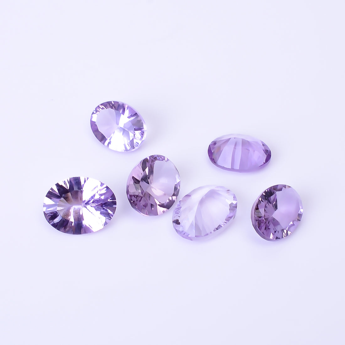 Natural Amethyst Oval Shape Cut Stone Loose Gemstone 6 Pcs Lot For Making Jewelry 17 Ct. 10X7 12X8 mm Y-10416