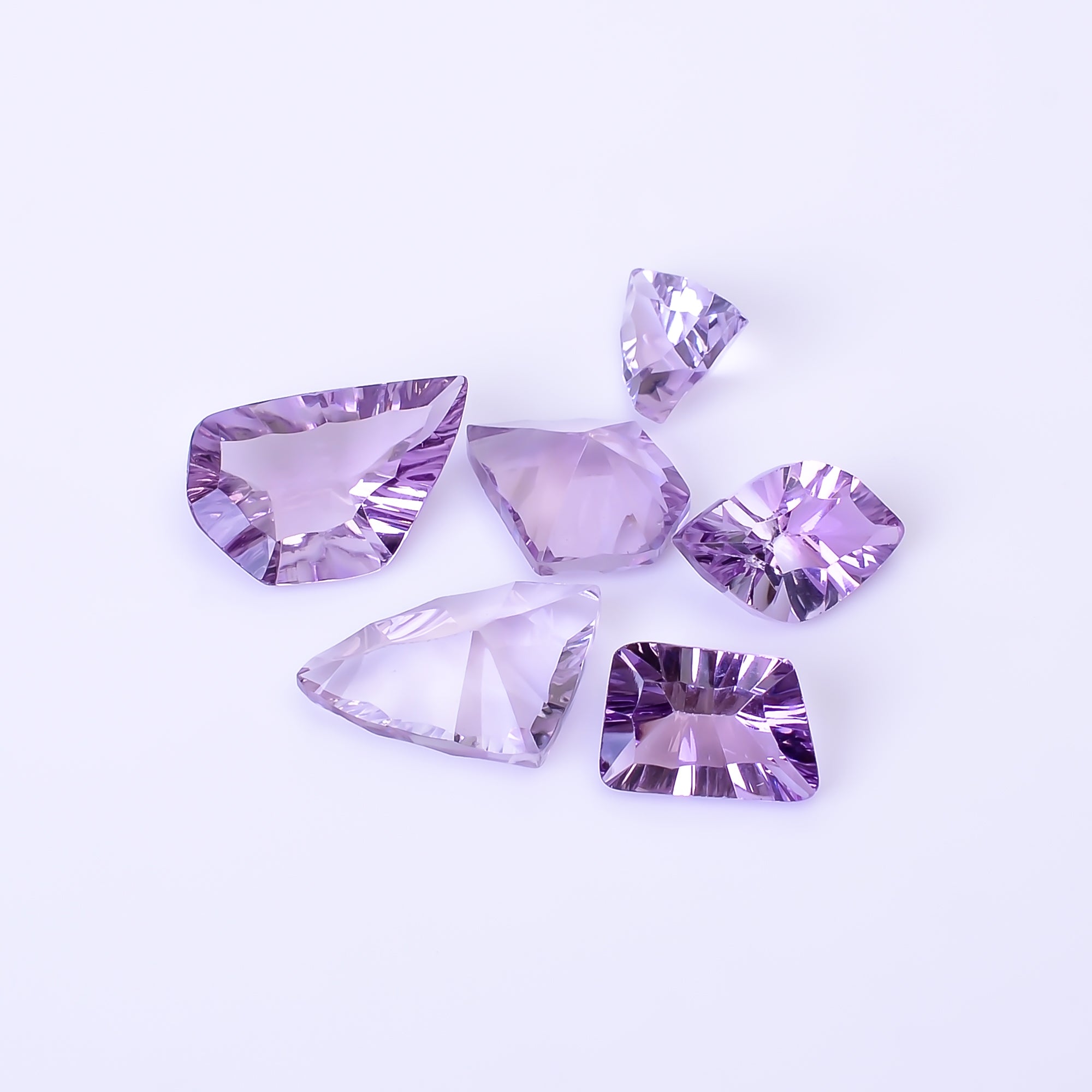 Natural Amethyst Fancy Shape Cut Stone Loose Gemstone 6 Pcs Lot For Making Jewelry 21.5 Ct. 10X7 16X11 mm Y-10418