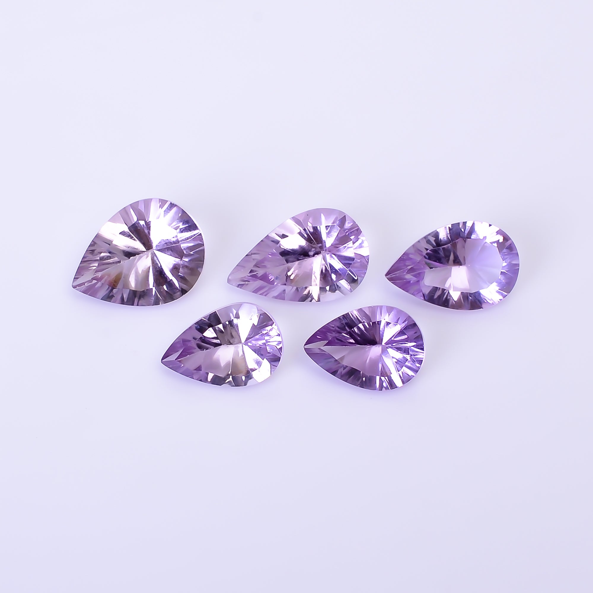 Natural Amethyst Pear Shape Cut Stone Loose Gemstone 5 Pcs Lot For Making Jewelry 16.5 Ct. 11X8 13X10 mm Y-10419