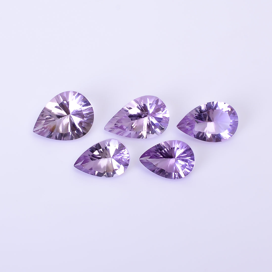 Natural Amethyst Pear Shape Cut Stone Loose Gemstone 5 Pcs Lot For Making Jewelry 16.5 Ct. 11X8 13X10 mm Y-10419