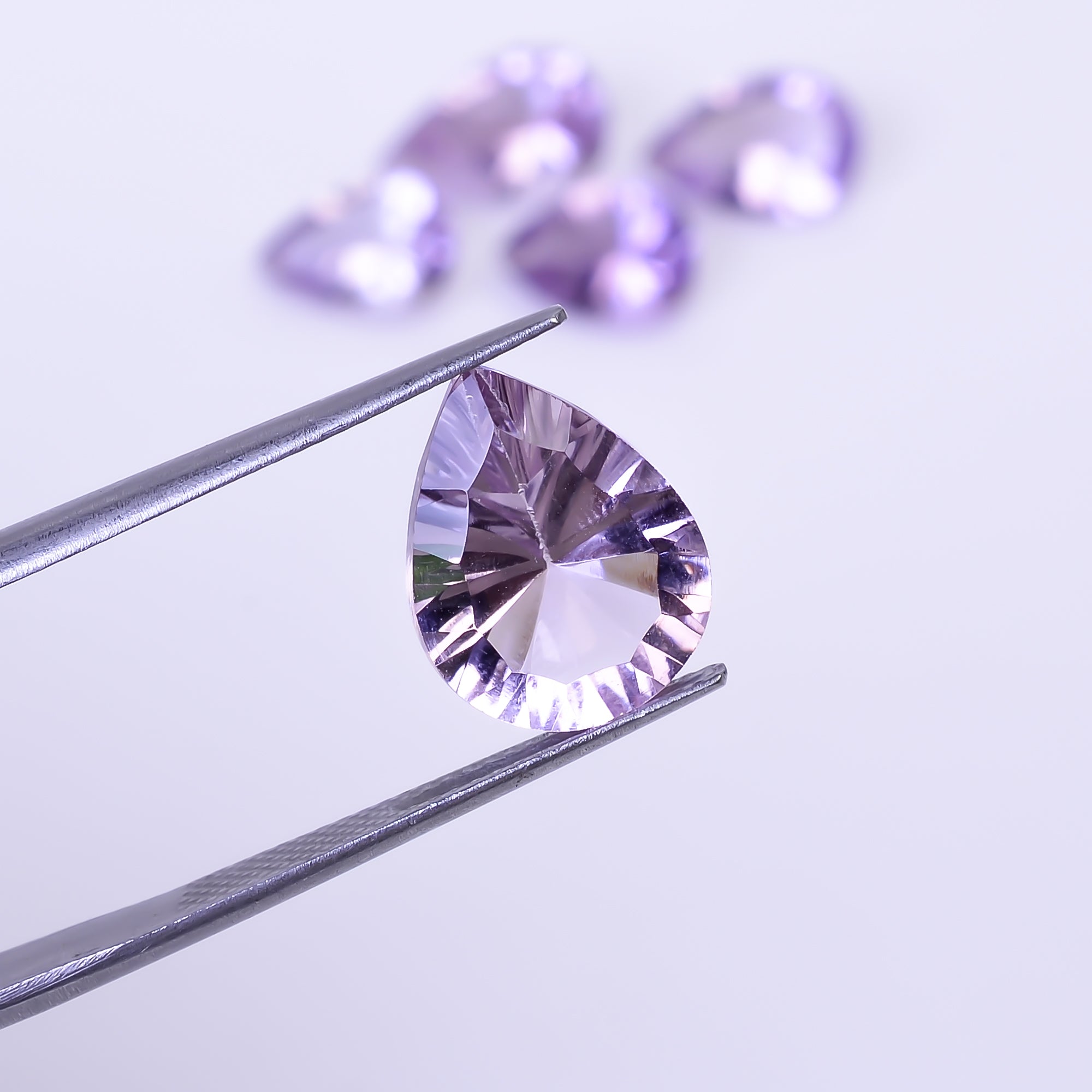 Natural Amethyst Pear Shape Cut Stone Loose Gemstone 5 Pcs Lot For Making Jewelry 16.5 Ct. 11X8 13X10 mm Y-10419