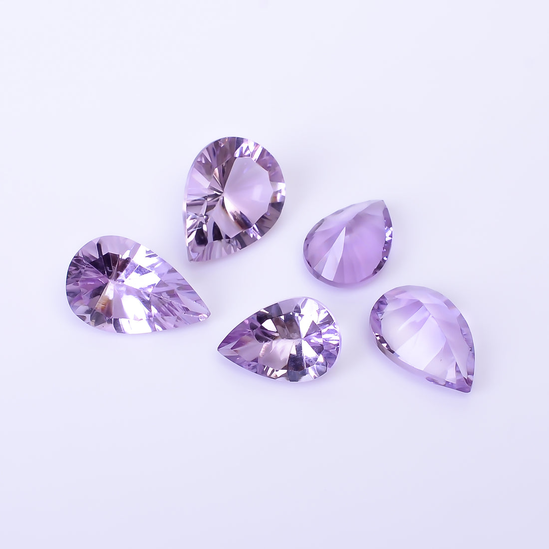 Natural Amethyst Pear Shape Cut Stone Loose Gemstone 5 Pcs Lot For Making Jewelry 16.5 Ct. 11X8 13X10 mm Y-10419