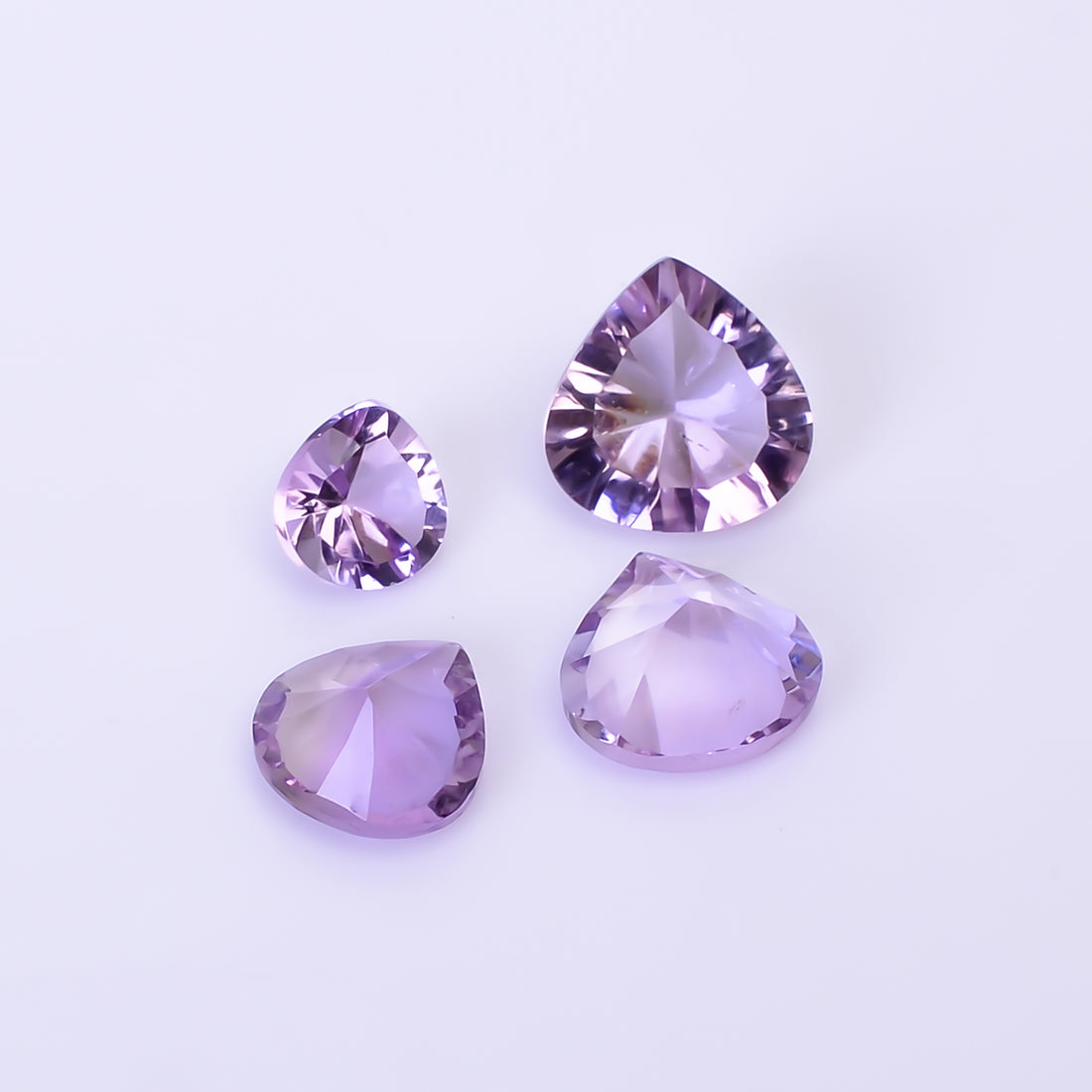 Natural Amethyst Heart Shape Cut Stone Loose Gemstone 4 Pcs Lot For Making Jewelry 7.5 Ct. 6X6 9X9 mm Y-10420