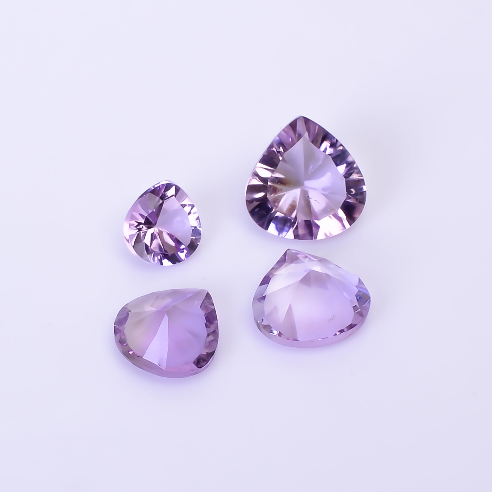 Natural Amethyst Heart Shape Cut Stone Loose Gemstone 4 Pcs Lot For Making Jewelry 7.5 Ct. 6X6 9X9 mm Y-10420