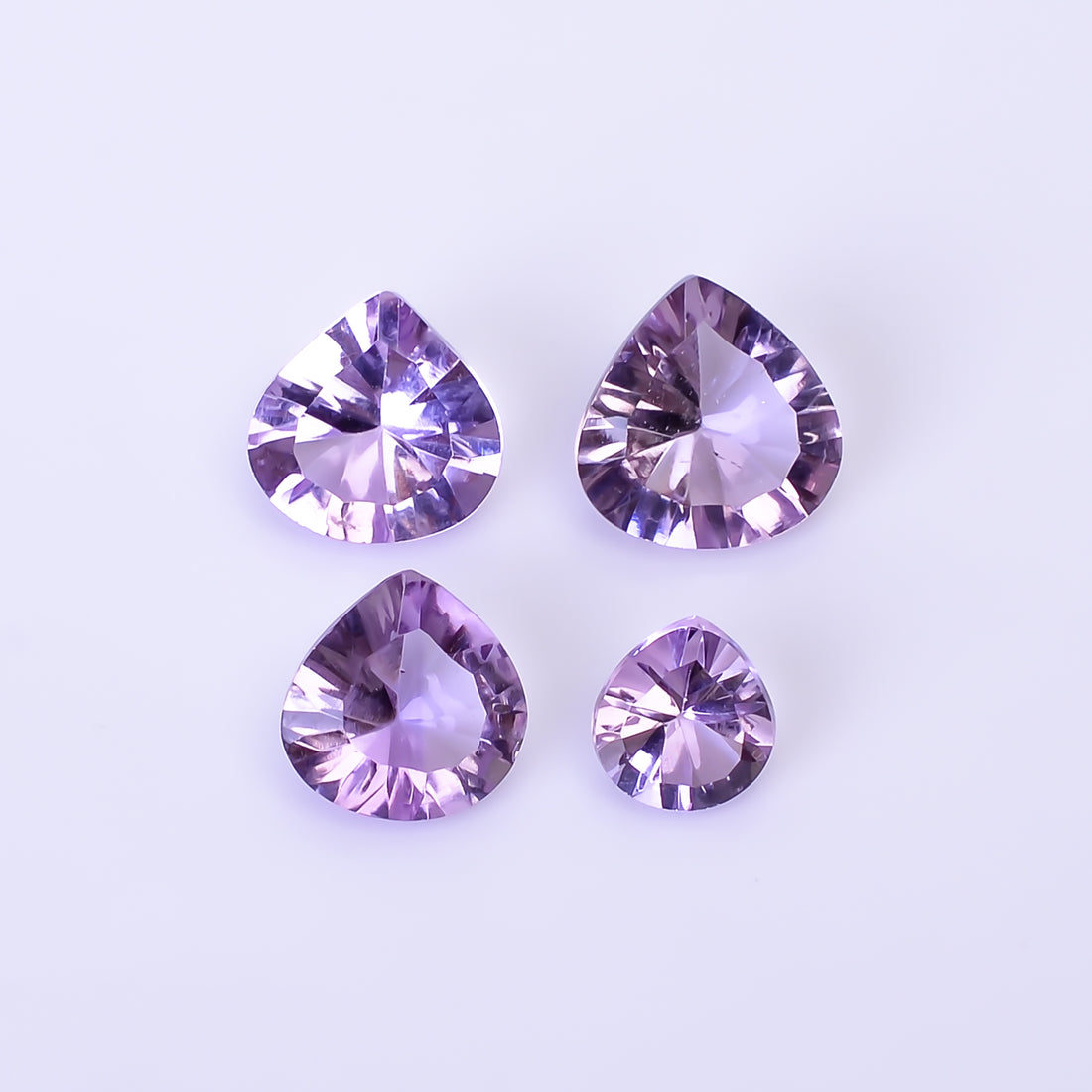 Natural Amethyst Heart Shape Cut Stone Loose Gemstone 4 Pcs Lot For Making Jewelry 7.5 Ct. 6X6 9X9 mm Y-10420