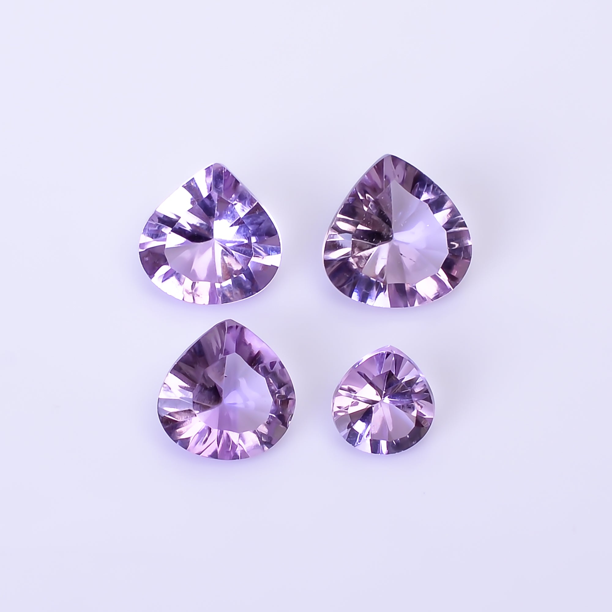 Natural Amethyst Heart Shape Cut Stone Loose Gemstone 4 Pcs Lot For Making Jewelry 7.5 Ct. 6X6 9X9 mm Y-10420