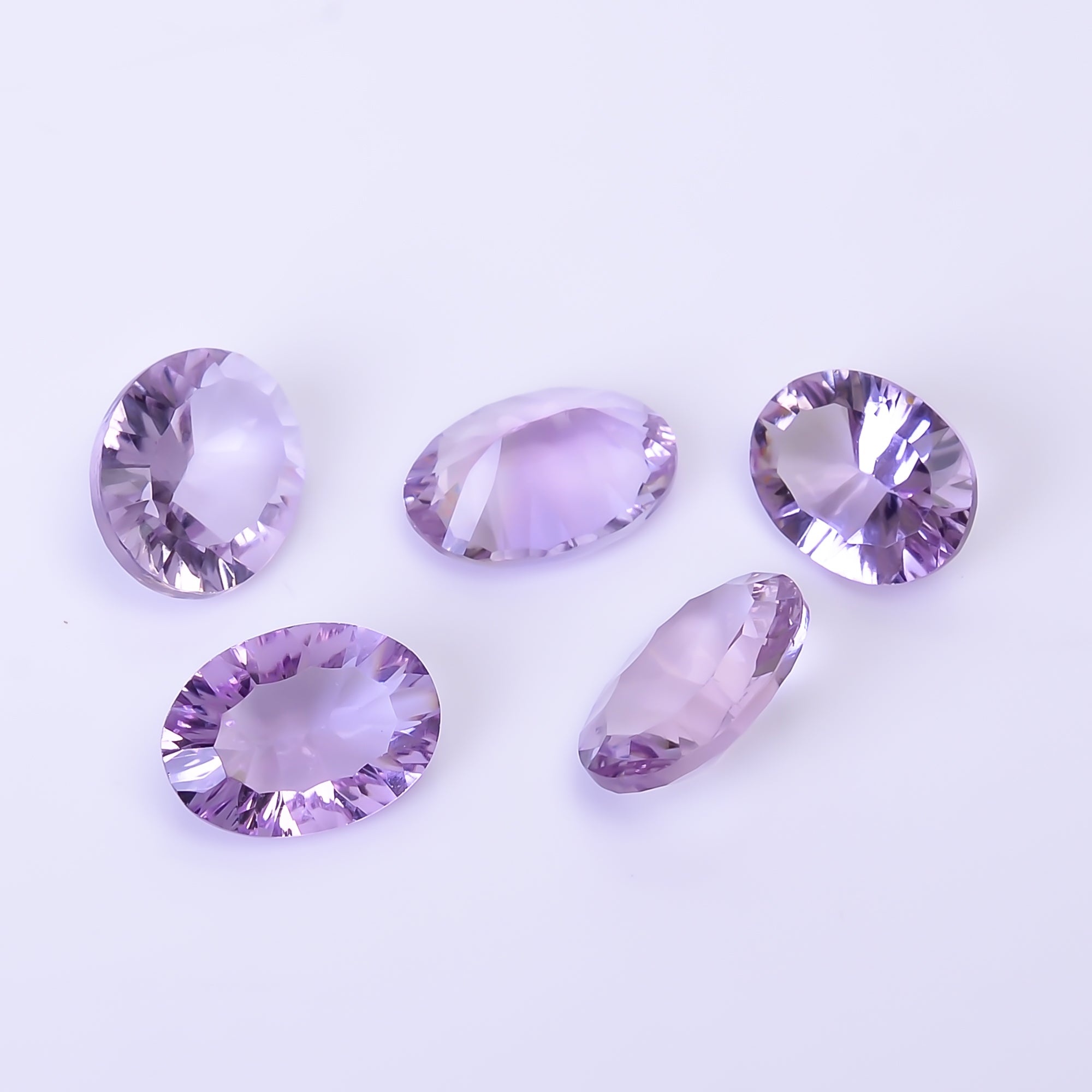 Natural Amethyst Oval Shape Cut Stone Loose Gemstone 5 Pcs Lot For Making Jewelry 18.5 Ct. 11X8 13X9 mm Y-10422