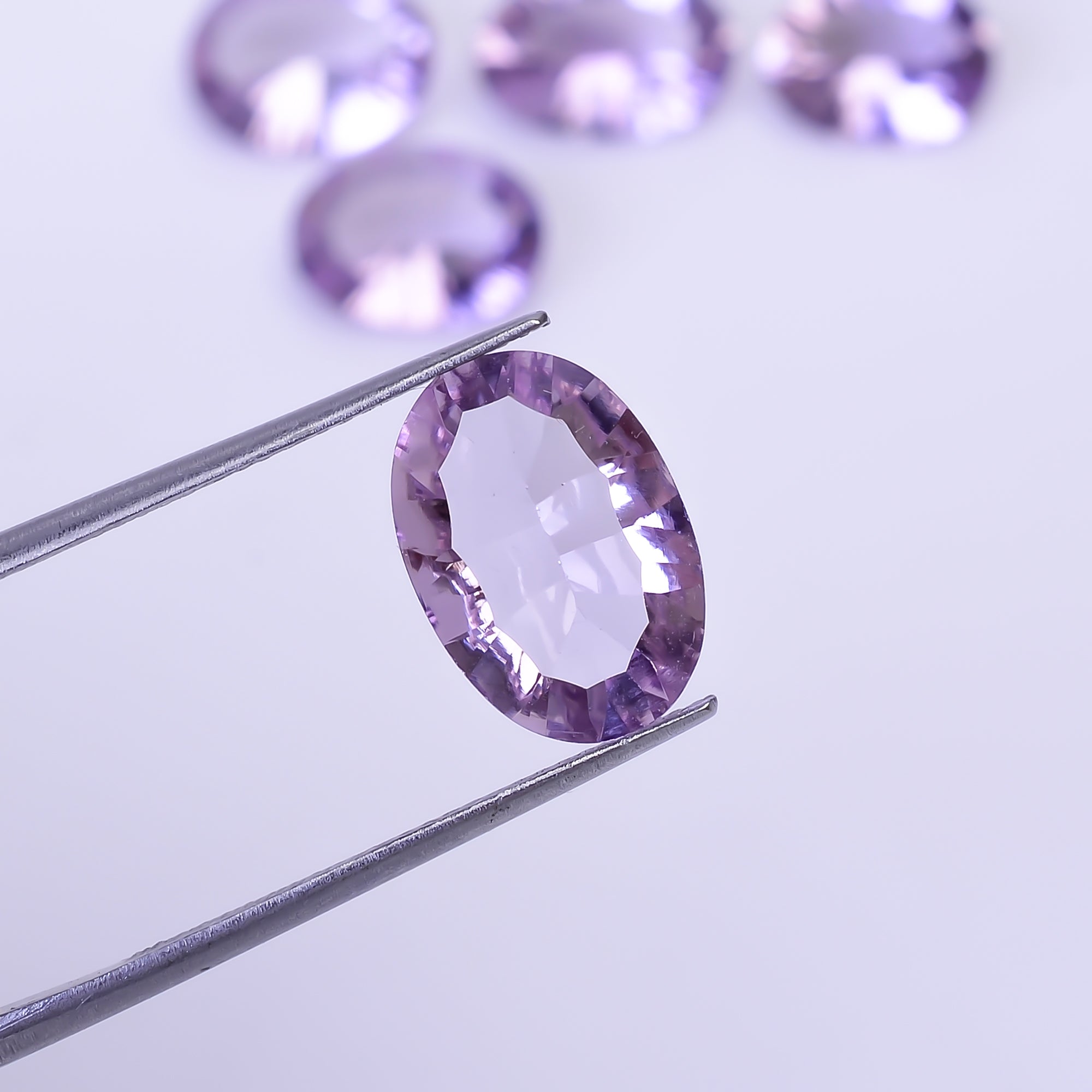 Natural Amethyst Oval Shape Cut Stone Loose Gemstone 5 Pcs Lot For Making Jewelry 18.5 Ct. 11X8 13X9 mm Y-10422