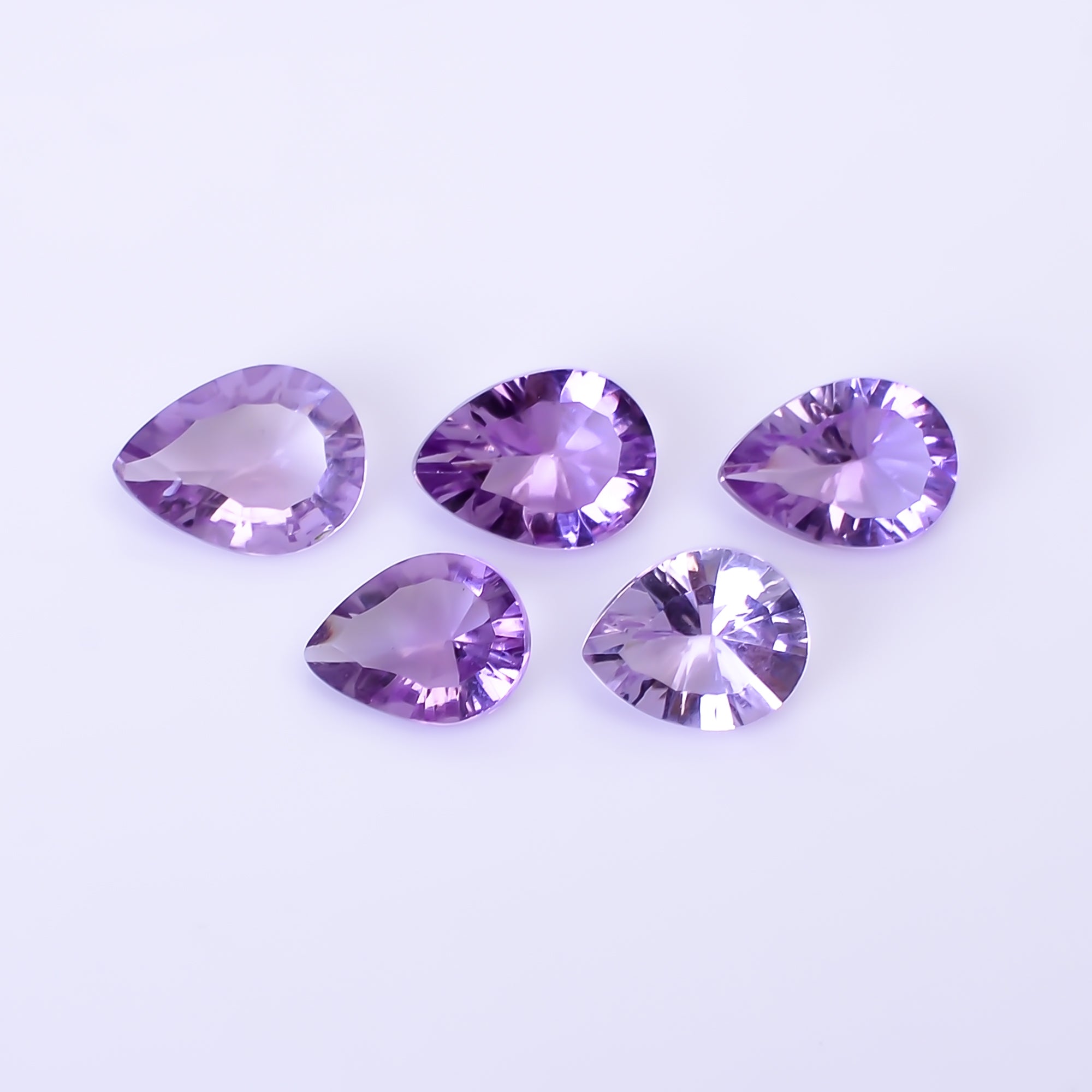 Natural Amethyst Pear Shape Cut Stone Loose Gemstone 5 Pcs Lot For Making Jewelry 7.5 Ct. 9X7 10X8 mm Y-10423