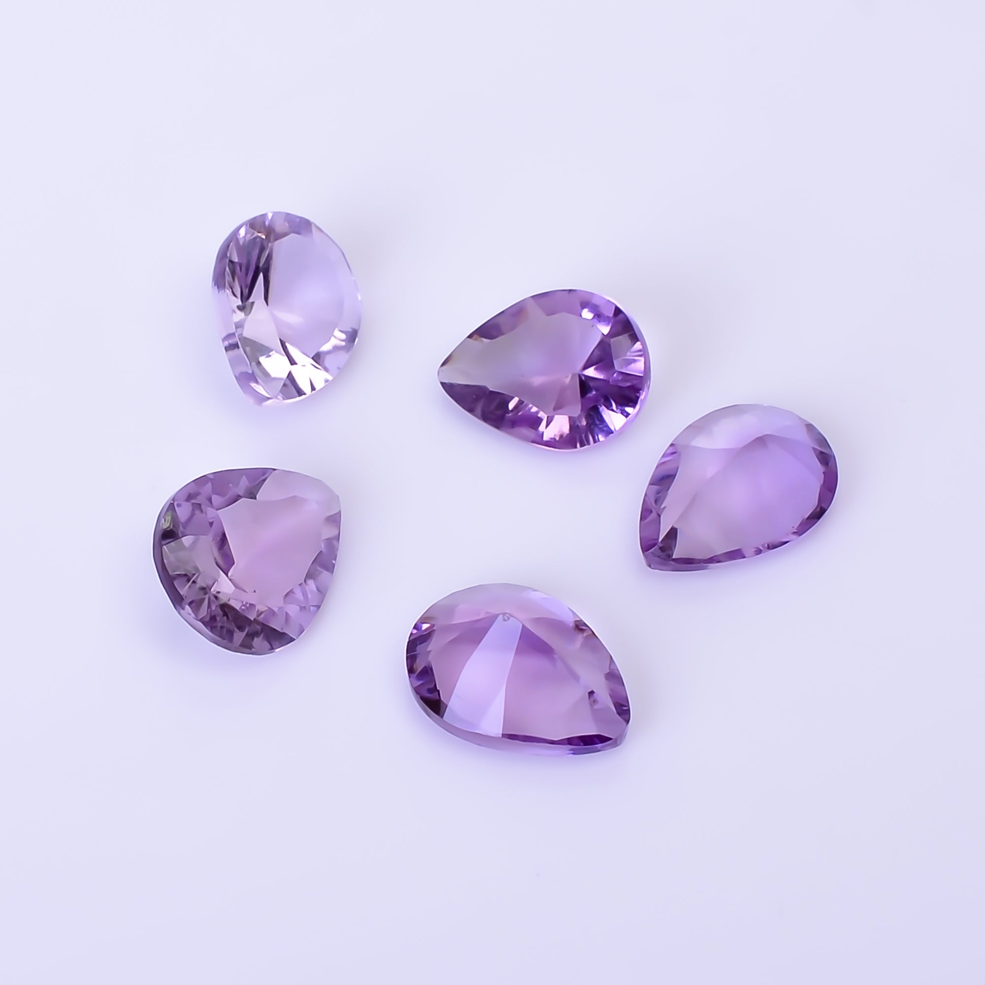 Natural Amethyst Pear Shape Cut Stone Loose Gemstone 5 Pcs Lot For Making Jewelry 7.5 Ct. 9X7 10X8 mm Y-10423