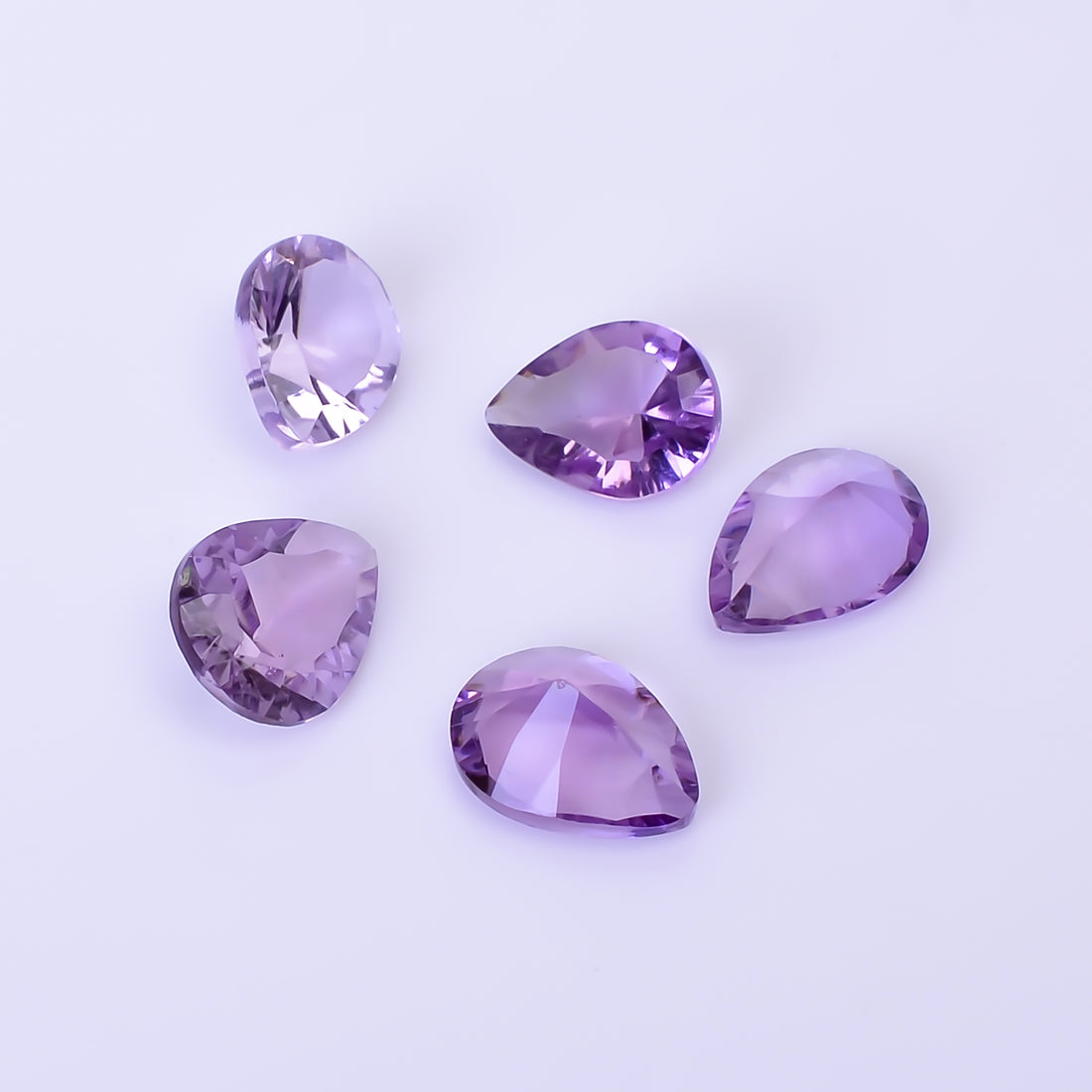 Natural Amethyst Pear Shape Cut Stone Loose Gemstone 5 Pcs Lot For Making Jewelry 7.5 Ct. 9X7 10X8 mm Y-10423