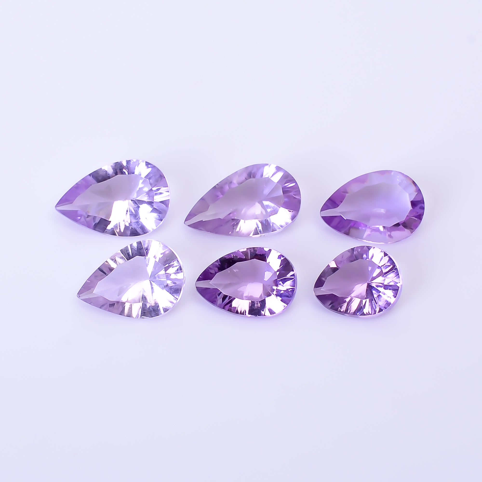 Natural Amethyst Pear Shape Cut Stone Loose Gemstone 6 Pcs Lot For Making Jewelry 12 Ct. 8X7 12X7 mm Y-10424