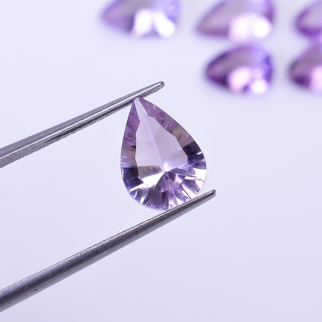 Natural Amethyst Pear Shape Cut Stone Loose Gemstone 6 Pcs Lot For Making Jewelry 12 Ct. 8X7 12X7 mm Y-10424