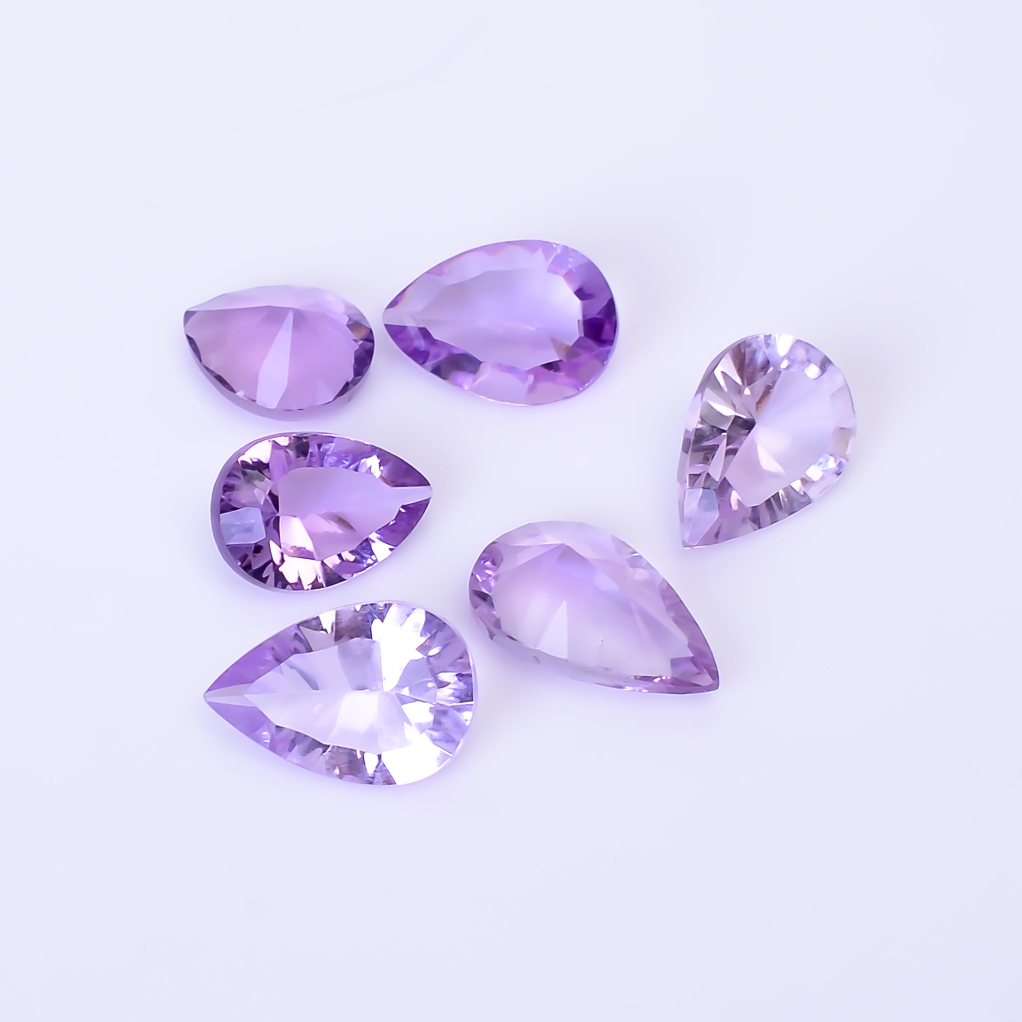 Natural Amethyst Pear Shape Cut Stone Loose Gemstone 6 Pcs Lot For Making Jewelry 12 Ct. 8X7 12X7 mm Y-10424