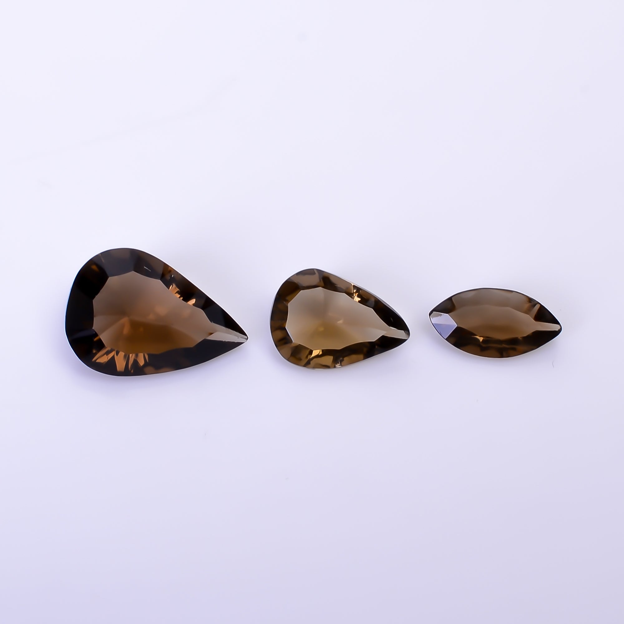Natural Smoky Quartz Pear Shape Cut Stone Loose Gemstone 3 Pcs Lot For Making Jewelry 7 Ct. 10X5 14X10 mm Y-10426