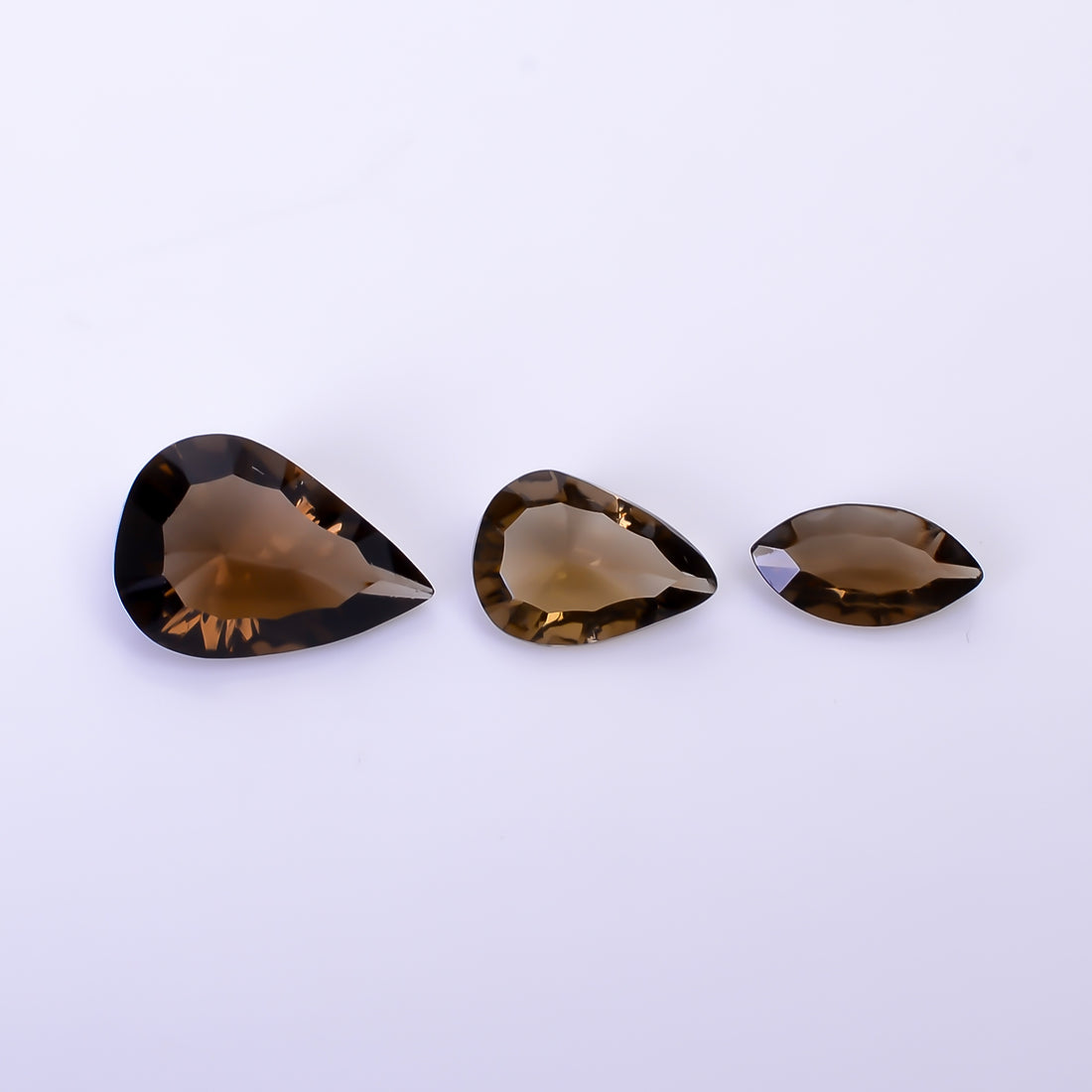 Natural Smoky Quartz Pear Shape Cut Stone Loose Gemstone 3 Pcs Lot For Making Jewelry 7 Ct. 10X5 14X10 mm Y-10426