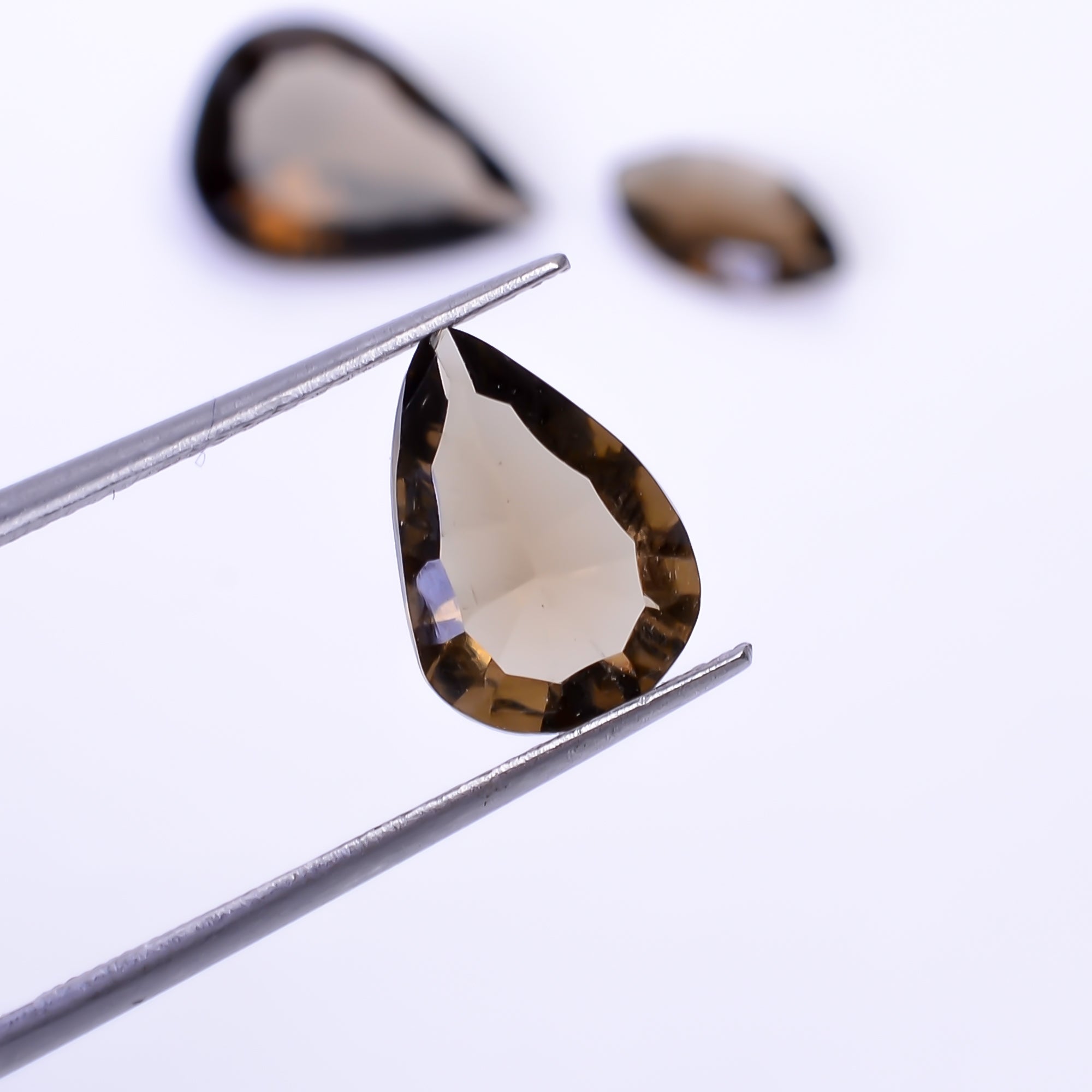 Natural Smoky Quartz Pear Shape Cut Stone Loose Gemstone 3 Pcs Lot For Making Jewelry 7 Ct. 10X5 14X10 mm Y-10426