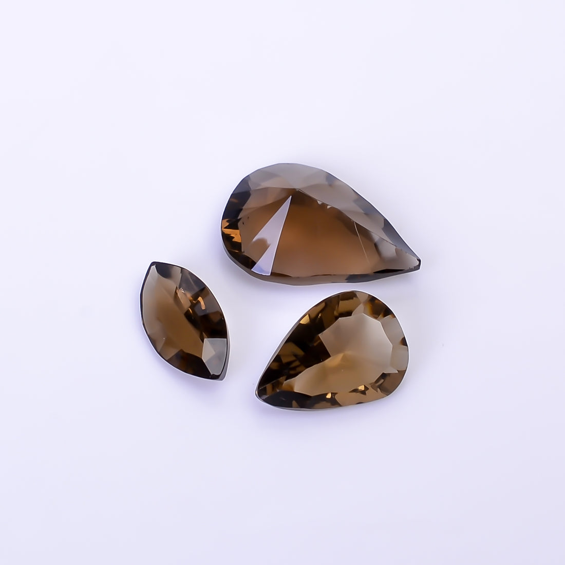Natural Smoky Quartz Pear Shape Cut Stone Loose Gemstone 3 Pcs Lot For Making Jewelry 7 Ct. 10X5 14X10 mm Y-10426