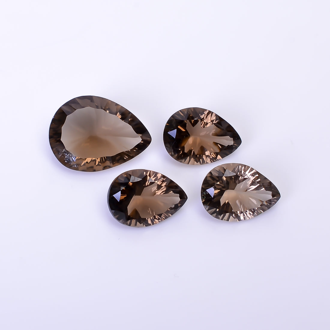Natural Smoky Quartz Pear Shape Cut Stone Loose Gemstone 4 Pcs Lot For Making Jewelry 22 Ct. 13X9 17X13 mm Y-10427