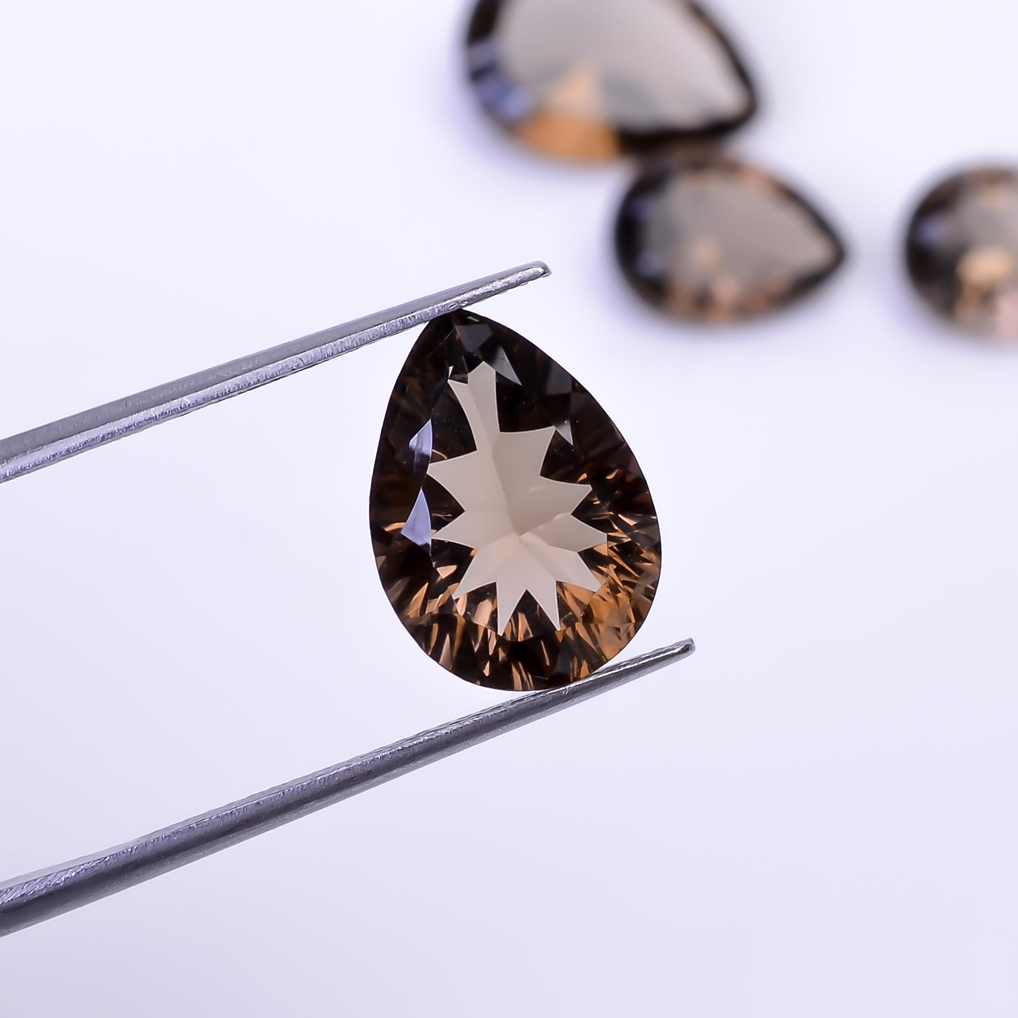 Natural Smoky Quartz Pear Shape Cut Stone Loose Gemstone 4 Pcs Lot For Making Jewelry 22 Ct. 13X9 17X13 mm Y-10427