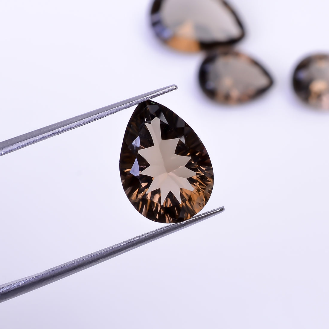 Natural Smoky Quartz Pear Shape Cut Stone Loose Gemstone 4 Pcs Lot For Making Jewelry 22 Ct. 13X9 17X13 mm Y-10427