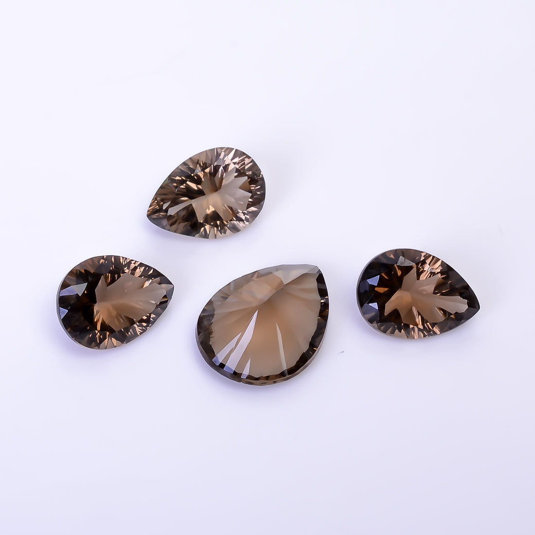 Natural Smoky Quartz Pear Shape Cut Stone Loose Gemstone 4 Pcs Lot For Making Jewelry 22 Ct. 13X9 17X13 mm Y-10427