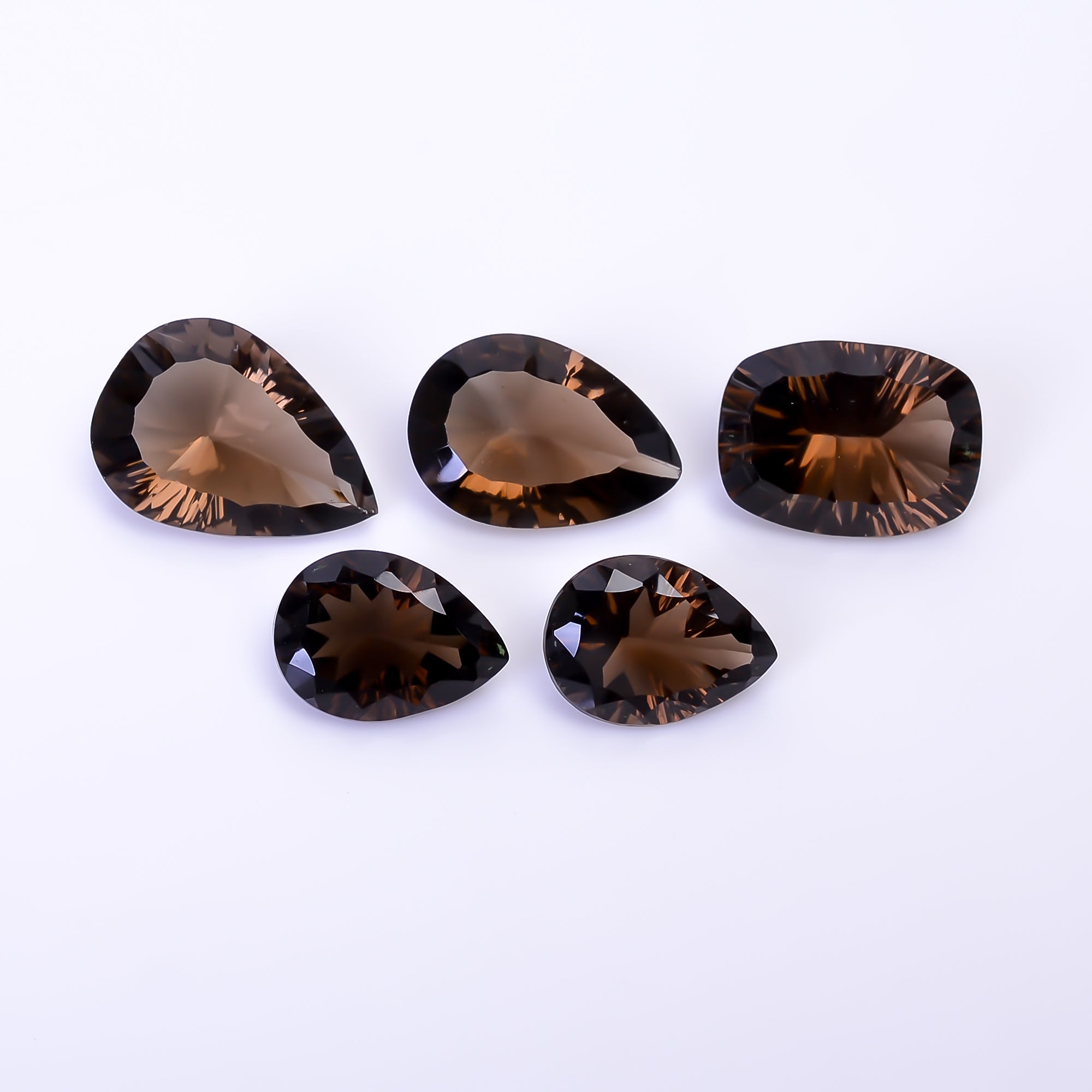 Natural Smoky Quartz Mix Shape Cut Stone Loose Gemstone 5 Pcs Lot For Making Jewelry 33 Ct. 14X10 18X13 mm Y-10428