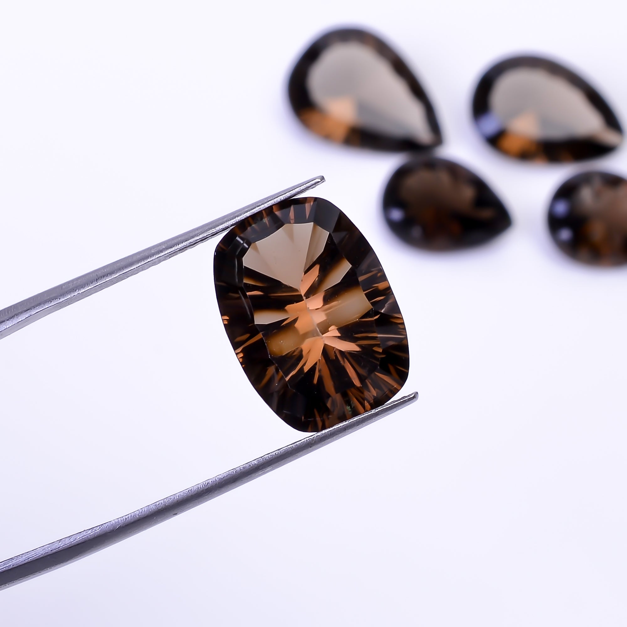 Natural Smoky Quartz Mix Shape Cut Stone Loose Gemstone 5 Pcs Lot For Making Jewelry 33 Ct. 14X10 18X13 mm Y-10428