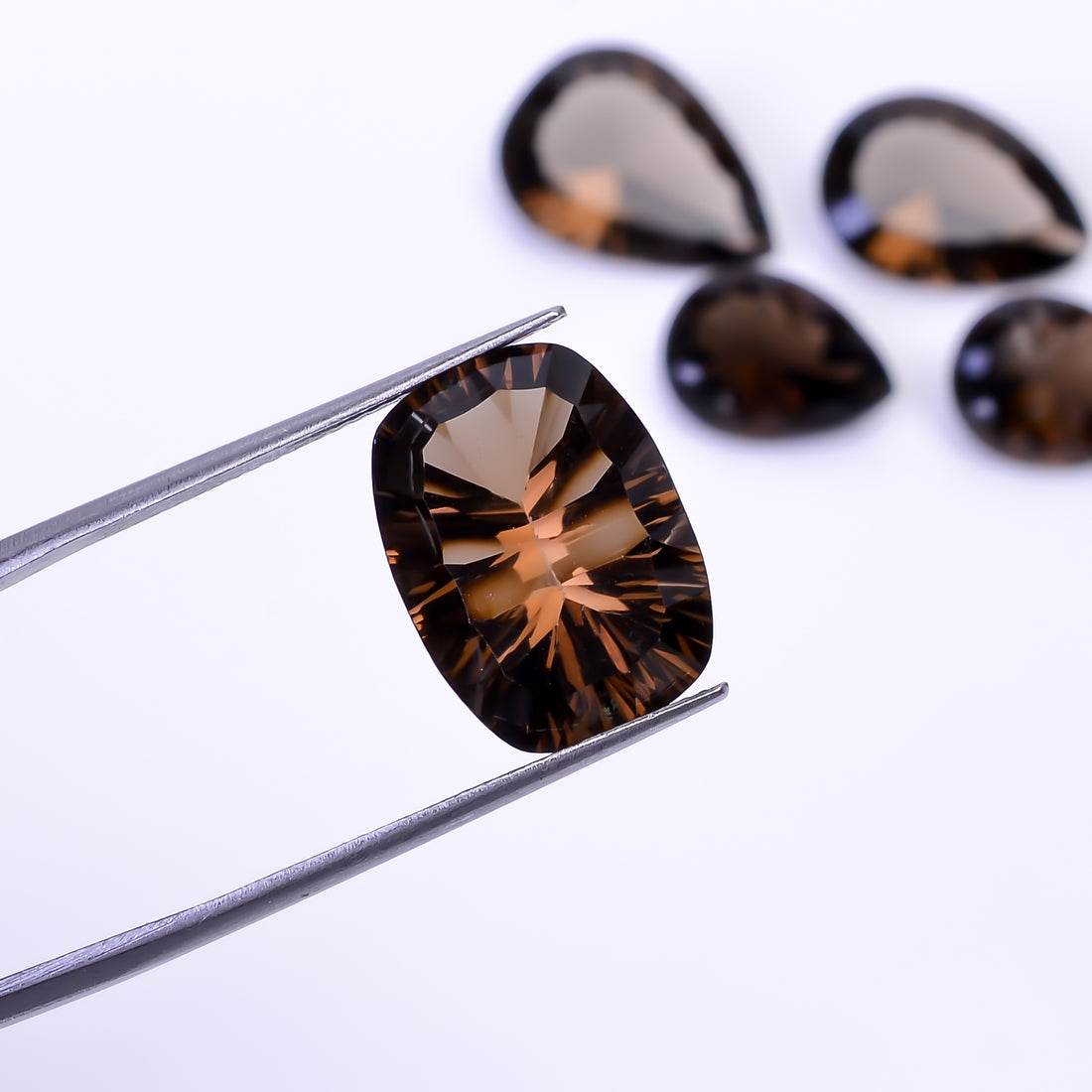 Natural Smoky Quartz Mix Shape Cut Stone Loose Gemstone 5 Pcs Lot For Making Jewelry 33 Ct. 14X10 18X13 mm Y-10428