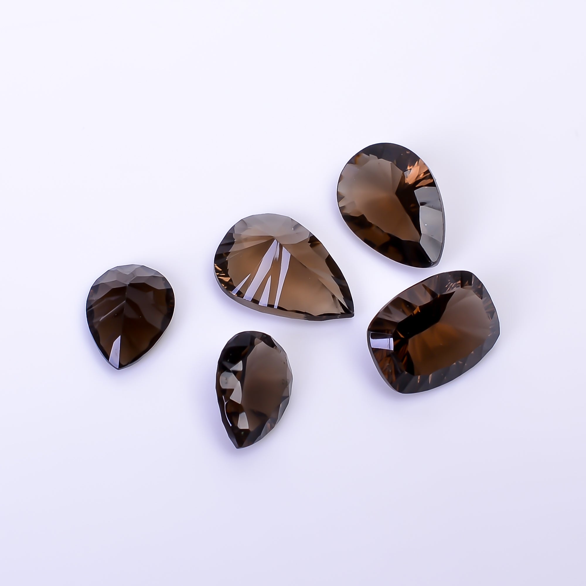 Natural Smoky Quartz Mix Shape Cut Stone Loose Gemstone 5 Pcs Lot For Making Jewelry 33 Ct. 14X10 18X13 mm Y-10428