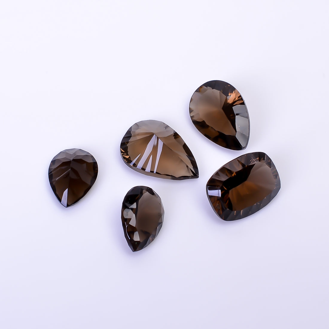 Natural Smoky Quartz Mix Shape Cut Stone Loose Gemstone 5 Pcs Lot For Making Jewelry 33 Ct. 14X10 18X13 mm Y-10428