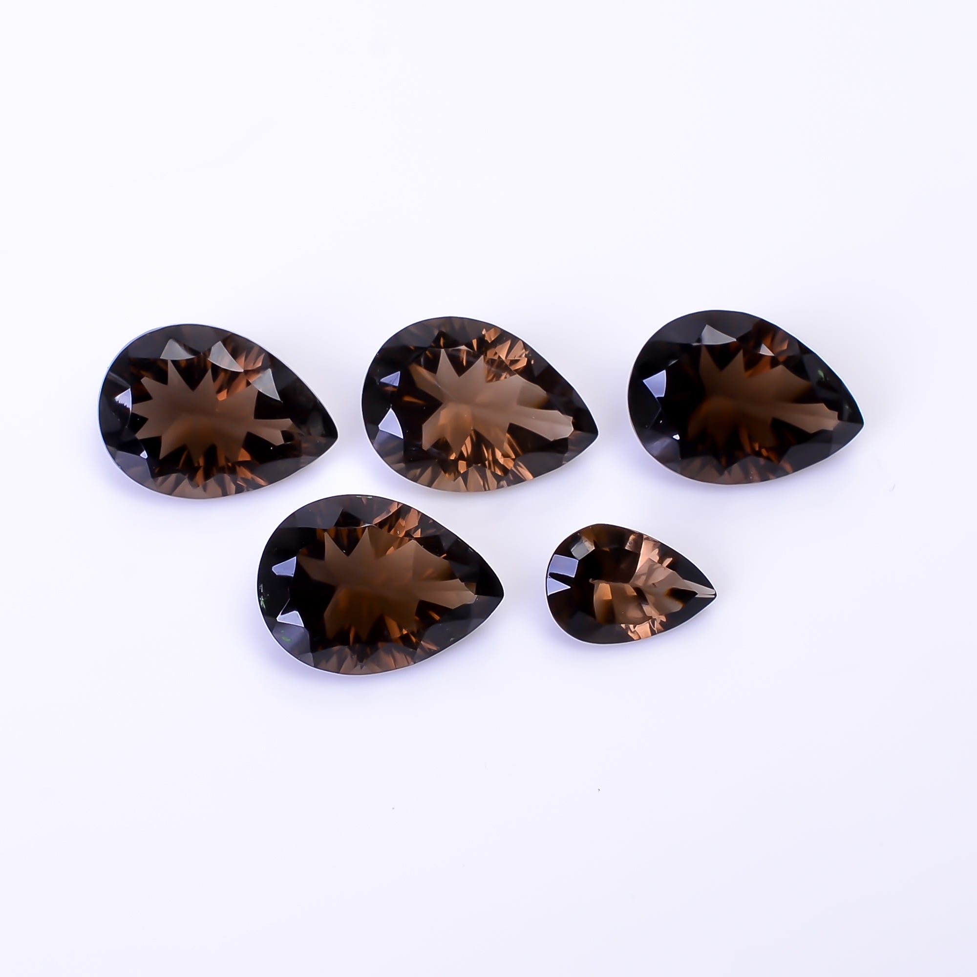 Natural Smoky Quartz Pear Shape Cut Stone Loose Gemstone 5 Pcs Lot For Making Jewelry 19.5 Ct. 9X6 14X9 mm Y-10429