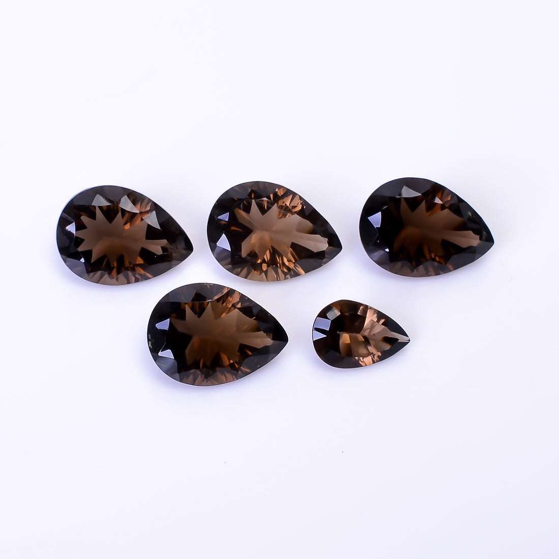 Natural Smoky Quartz Pear Shape Cut Stone Loose Gemstone 5 Pcs Lot For Making Jewelry 19.5 Ct. 9X6 14X9 mm Y-10429