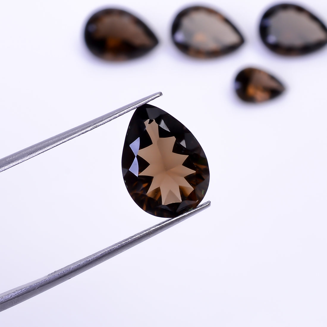 Natural Smoky Quartz Pear Shape Cut Stone Loose Gemstone 5 Pcs Lot For Making Jewelry 19.5 Ct. 9X6 14X9 mm Y-10429