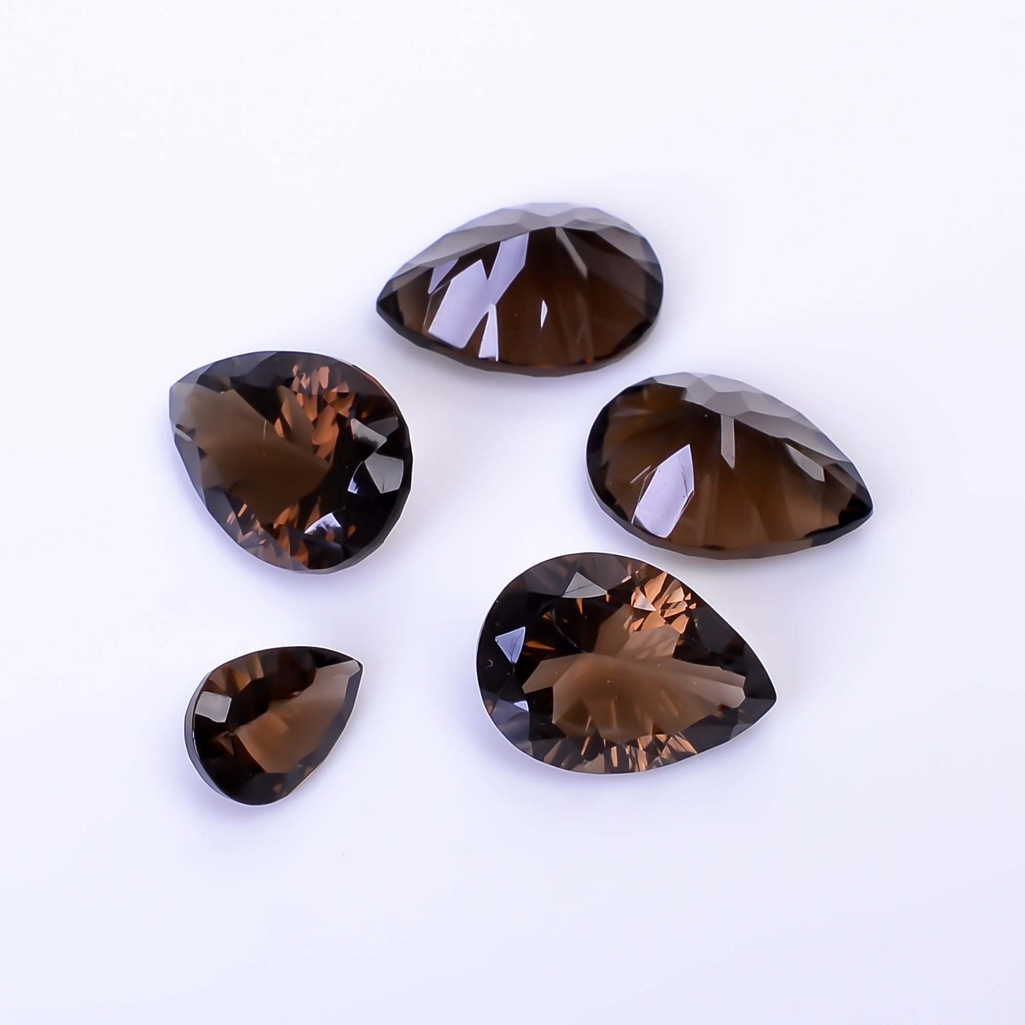 Natural Smoky Quartz Pear Shape Cut Stone Loose Gemstone 5 Pcs Lot For Making Jewelry 19.5 Ct. 9X6 14X9 mm Y-10429