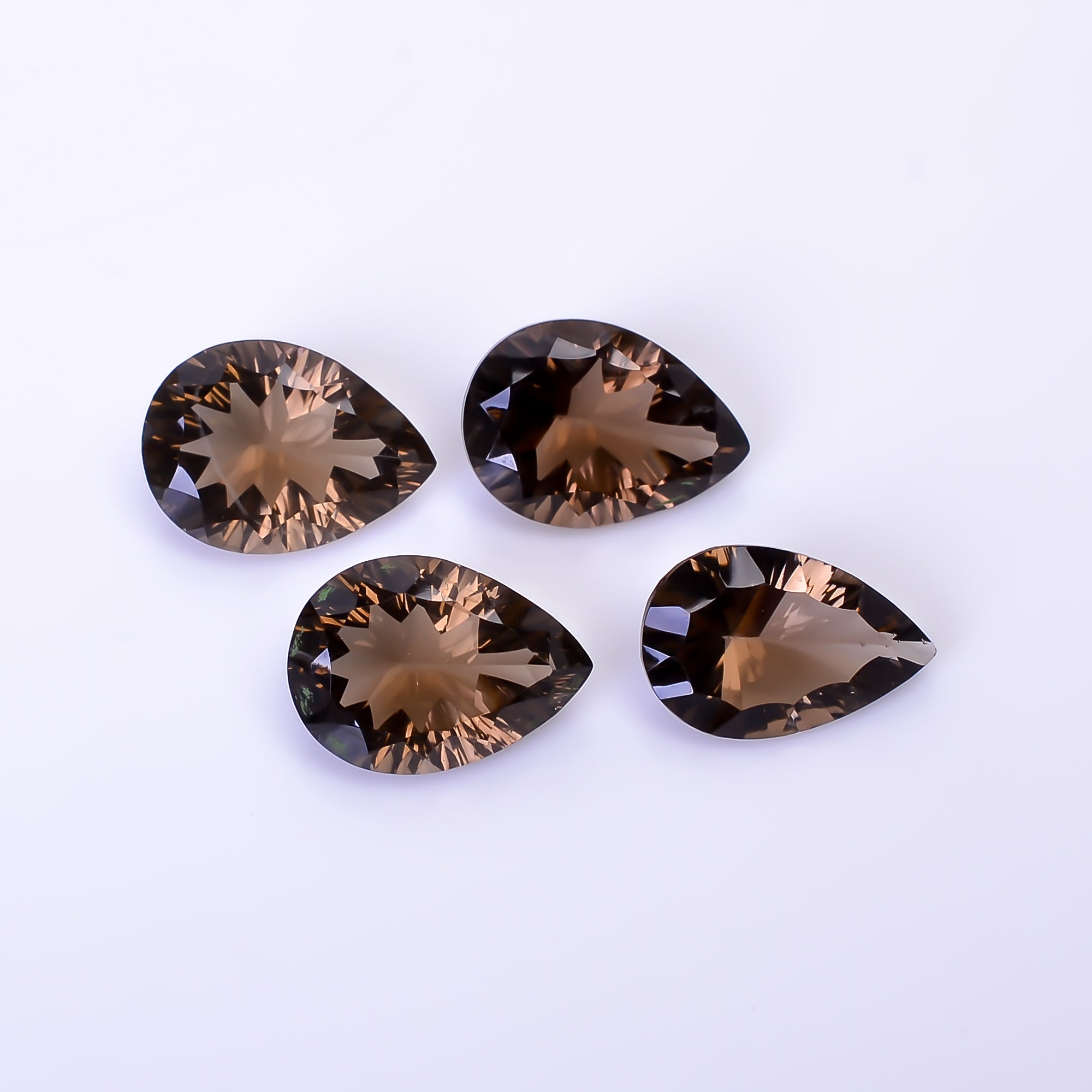 Natural Smoky Quartz Pear Shape Cut Stone Loose Gemstone 4 Pcs Lot For Making Jewelry 16.5 Ct. 13X8 14X9 mm Y-10430