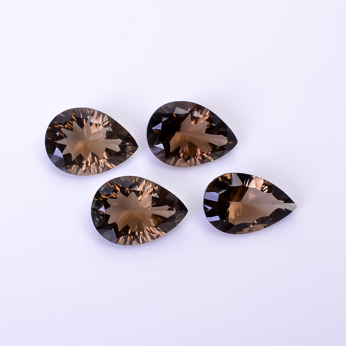 Natural Smoky Quartz Pear Shape Cut Stone Loose Gemstone 4 Pcs Lot For Making Jewelry 16.5 Ct. 13X8 14X9 mm Y-10430