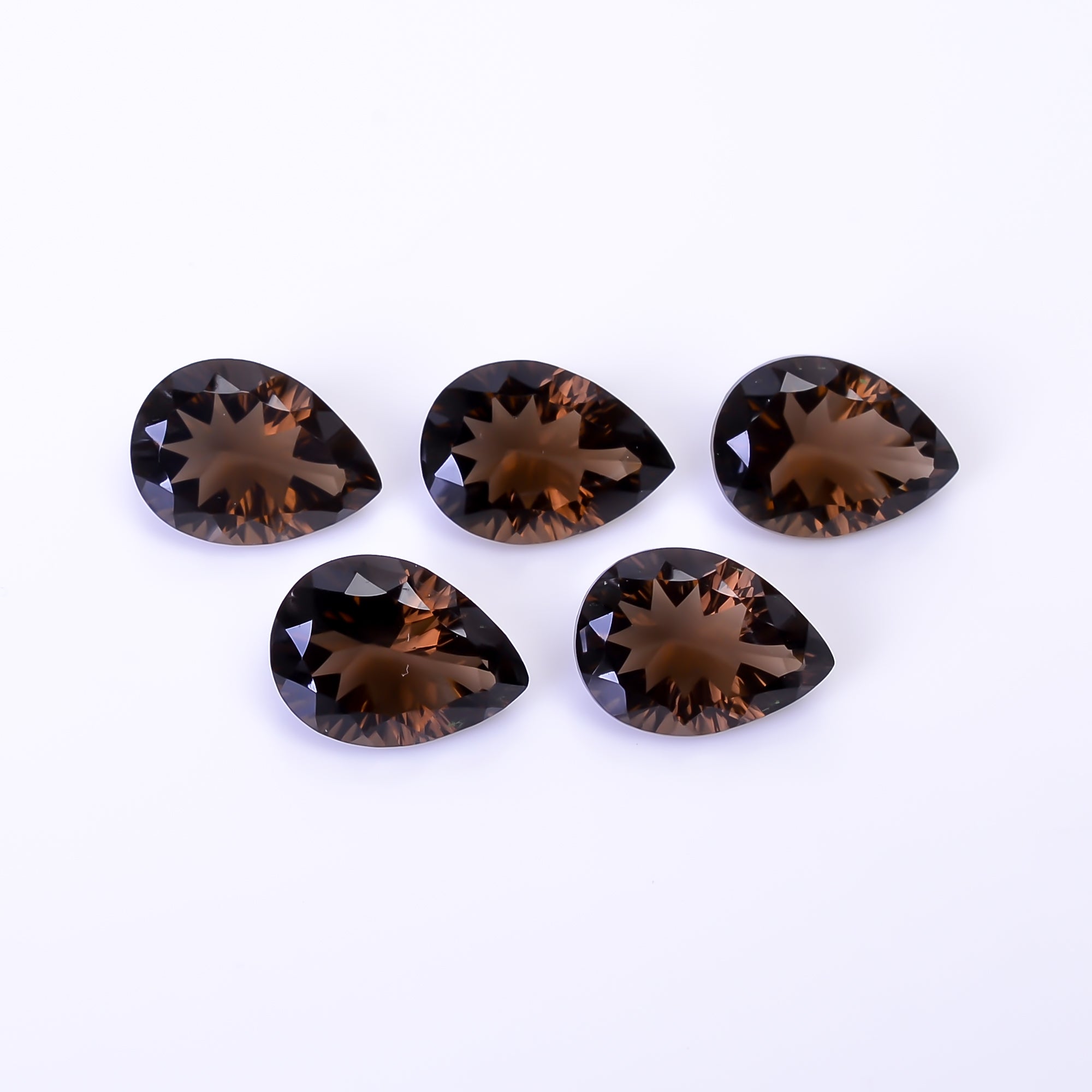 Natural Smoky Quartz Pear Shape Cut Stone Loose Gemstone 5 Pcs Lot For Making Jewelry 23.5 Ct. 13X10 14X10 mm Y-10431