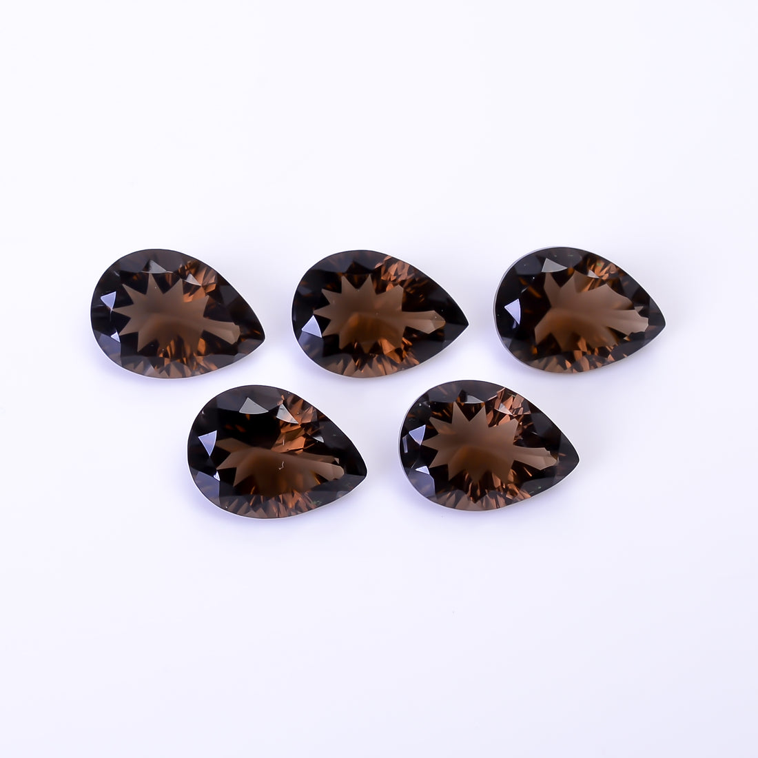 Natural Smoky Quartz Pear Shape Cut Stone Loose Gemstone 5 Pcs Lot For Making Jewelry 23.5 Ct. 13X10 14X10 mm Y-10431