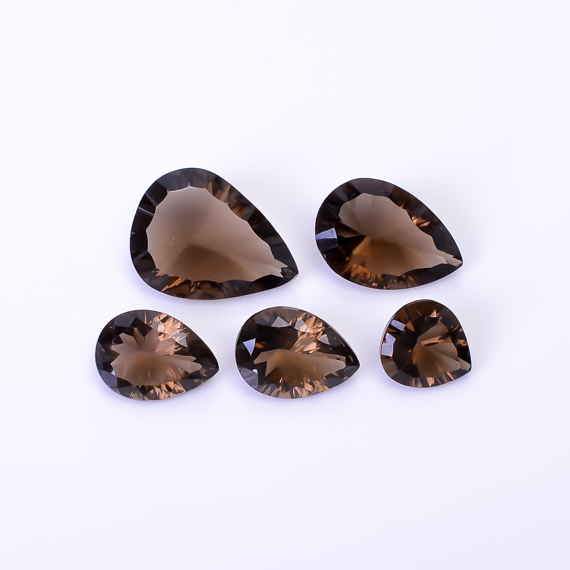 Natural Smoky Quartz Pear Shape Cut Stone Loose Gemstone 5 Pcs Lot For Making Jewelry 29 Ct. 10X9 19X14 mm Y-10432