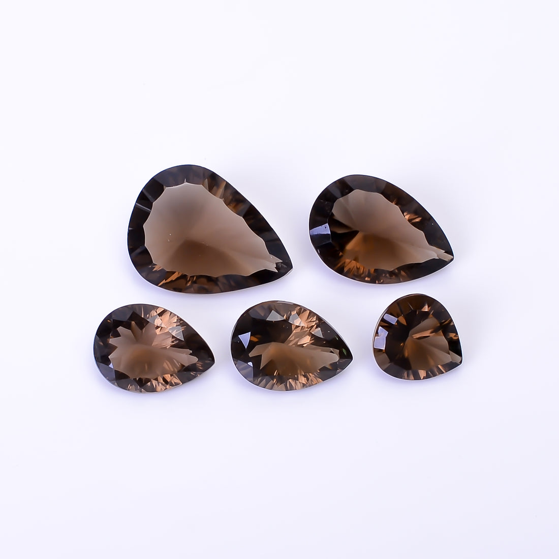 Natural Smoky Quartz Pear Shape Cut Stone Loose Gemstone 5 Pcs Lot For Making Jewelry 29 Ct. 10X9 19X14 mm Y-10432