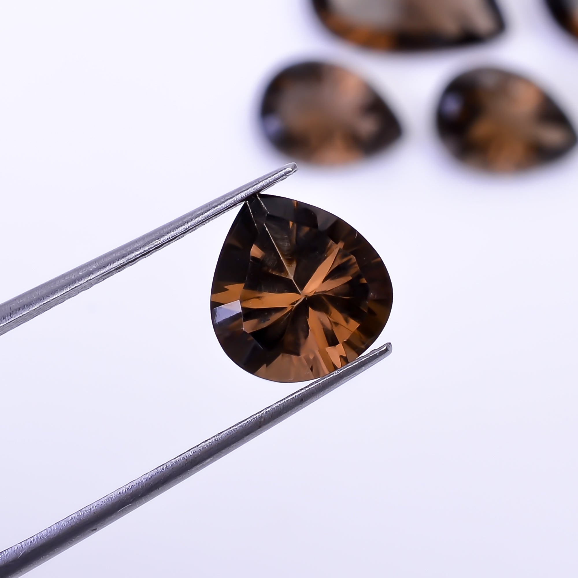 Natural Smoky Quartz Pear Shape Cut Stone Loose Gemstone 5 Pcs Lot For Making Jewelry 29 Ct. 10X9 19X14 mm Y-10432
