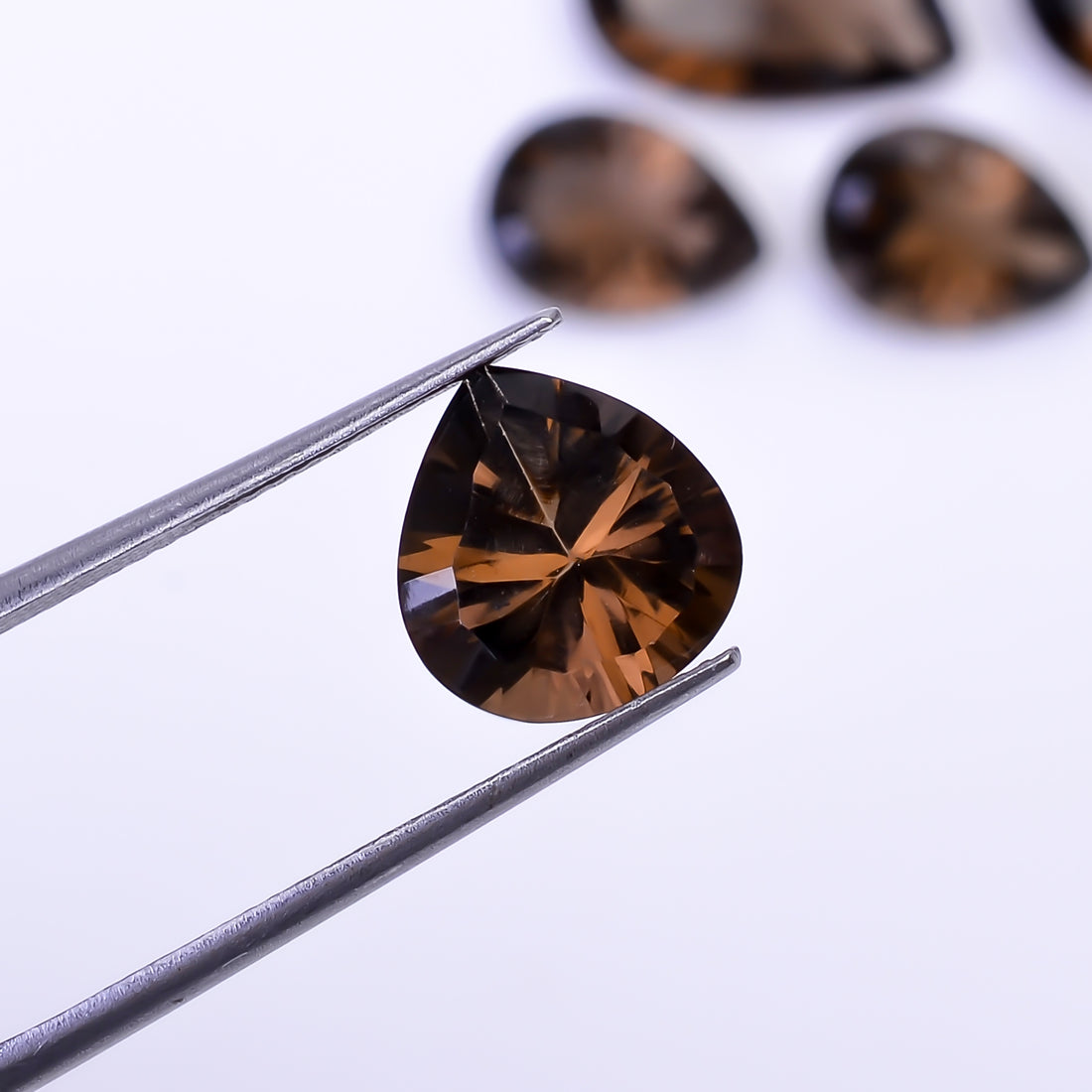 Natural Smoky Quartz Pear Shape Cut Stone Loose Gemstone 5 Pcs Lot For Making Jewelry 29 Ct. 10X9 19X14 mm Y-10432