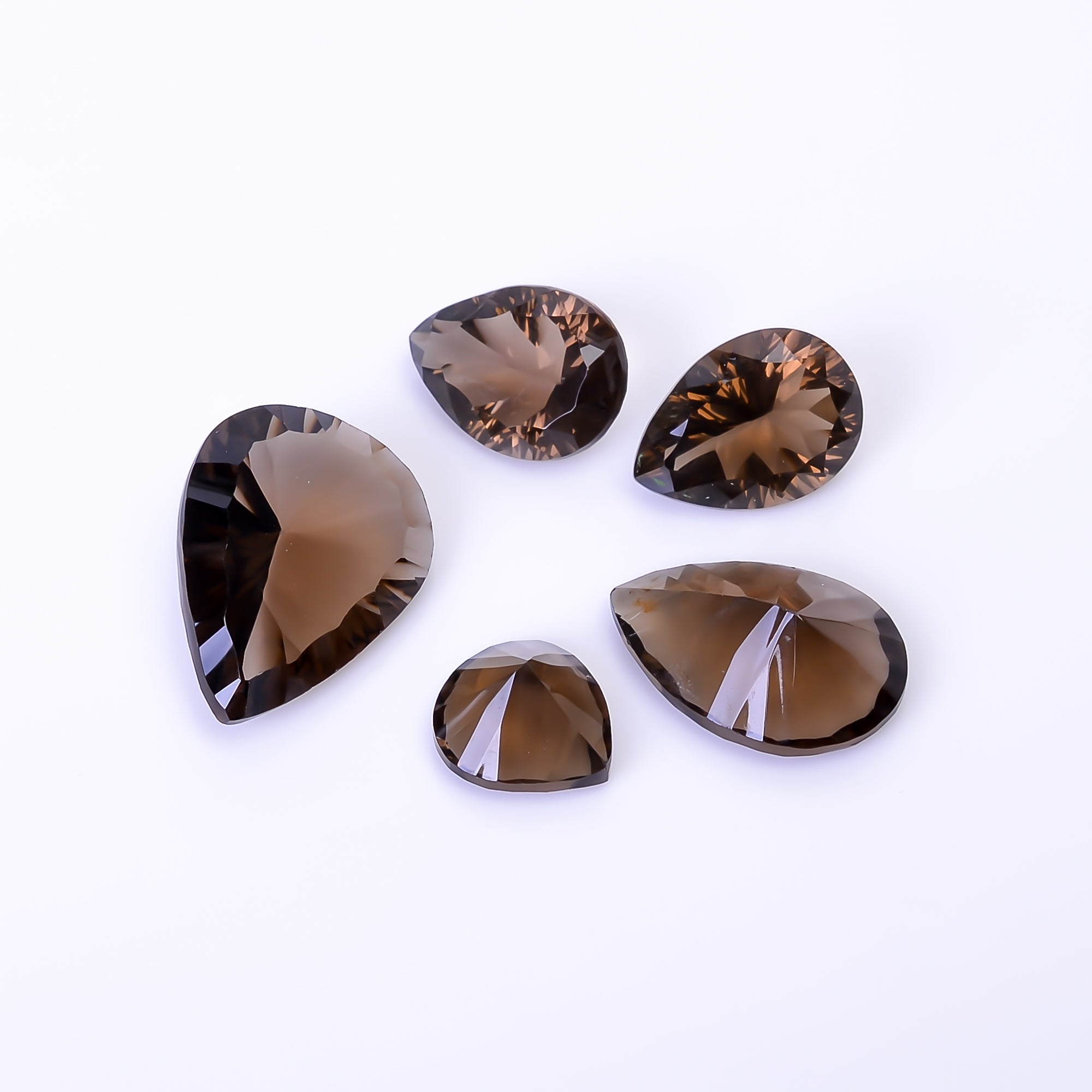 Natural Smoky Quartz Pear Shape Cut Stone Loose Gemstone 5 Pcs Lot For Making Jewelry 29 Ct. 10X9 19X14 mm Y-10432